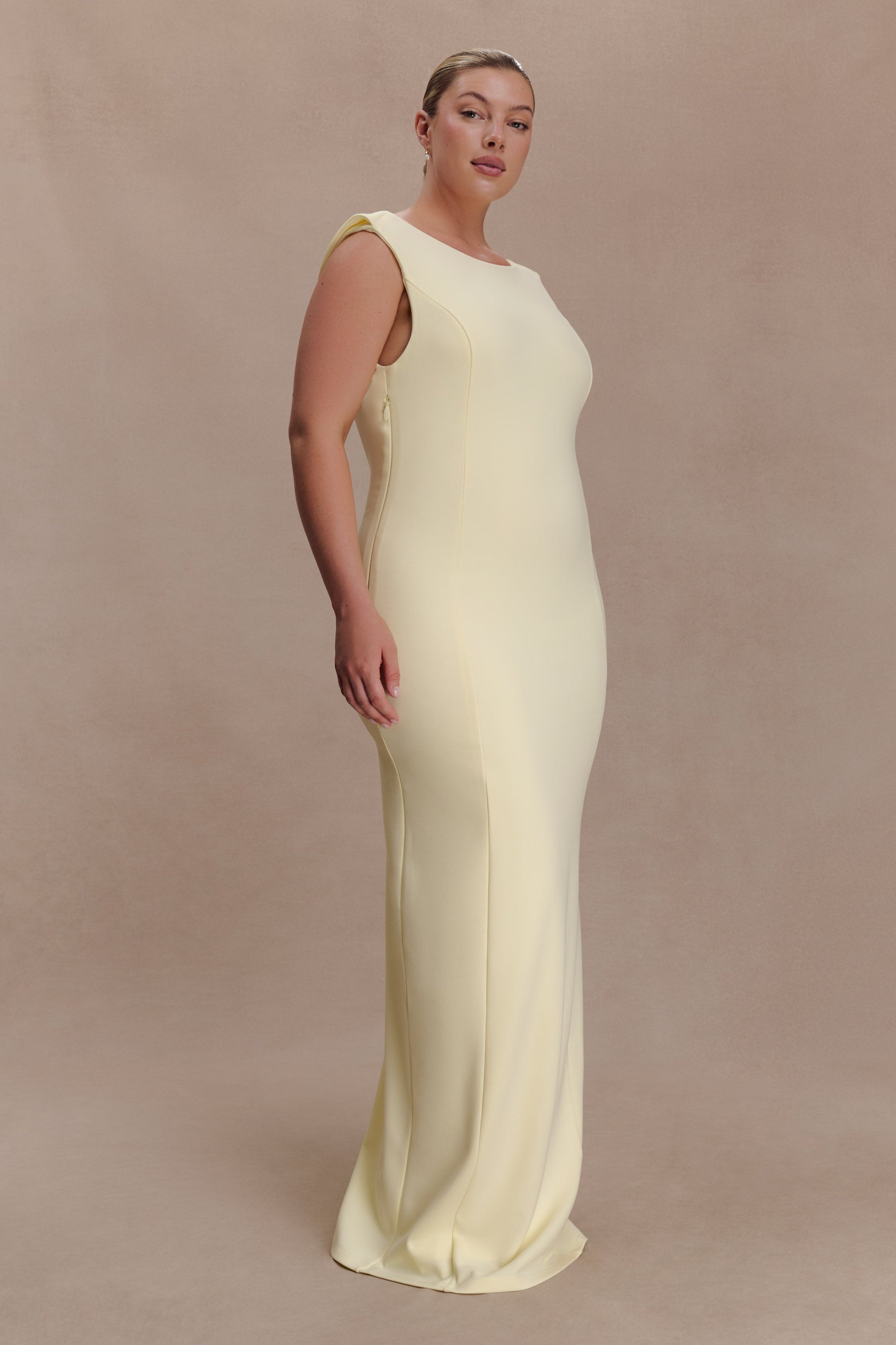 Galilea Crepe Draped Maxi Dress - Lemon #7