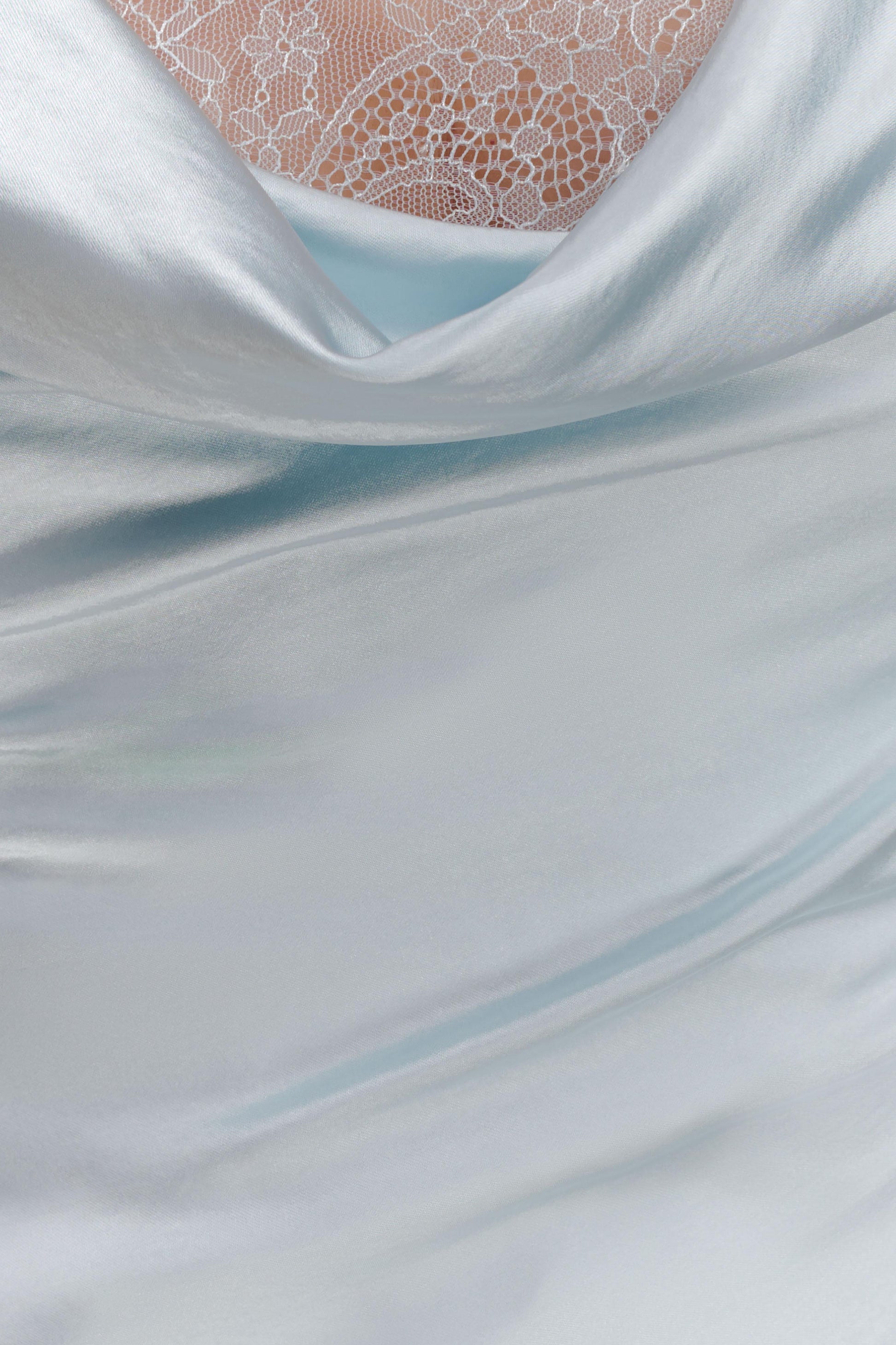 Ashley Cowl Neck Lace And Satin Maxi Dress - Ice Blue #5