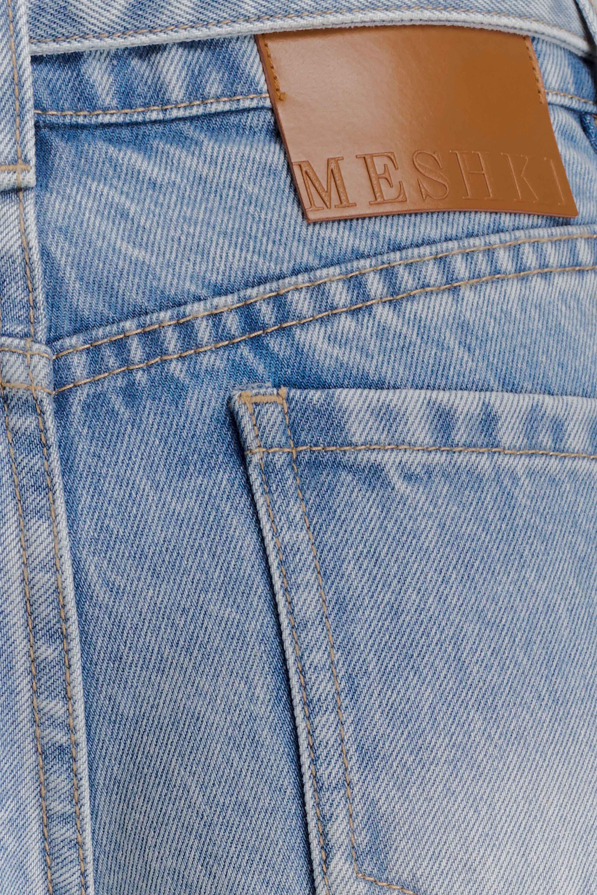 Perrie Mid Rise Straight Leg Tie Jeans - Washed Light Blue #11