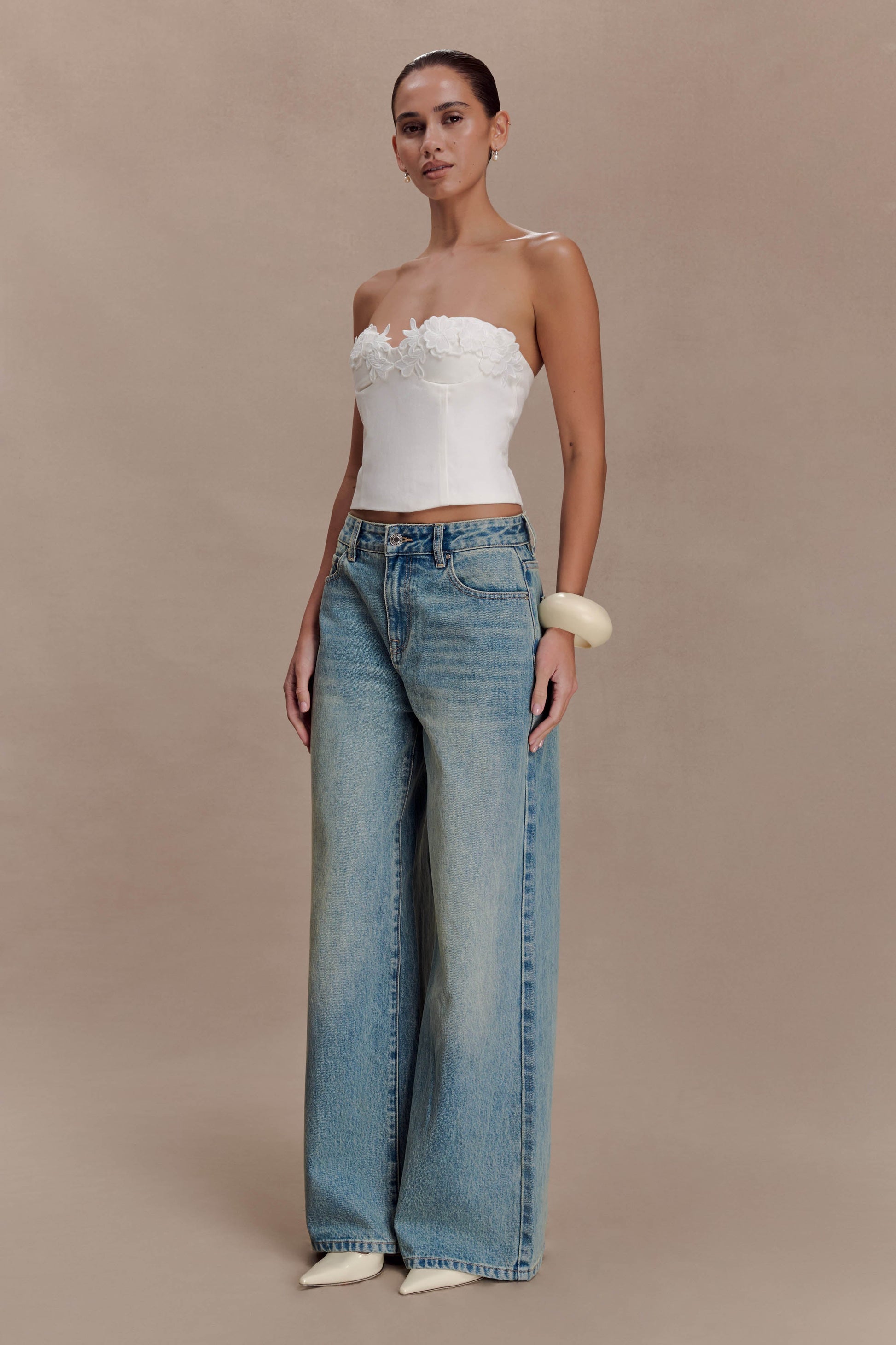 Romi Mid Rise Wide Leg Jeans - Faded Mid Blue #3