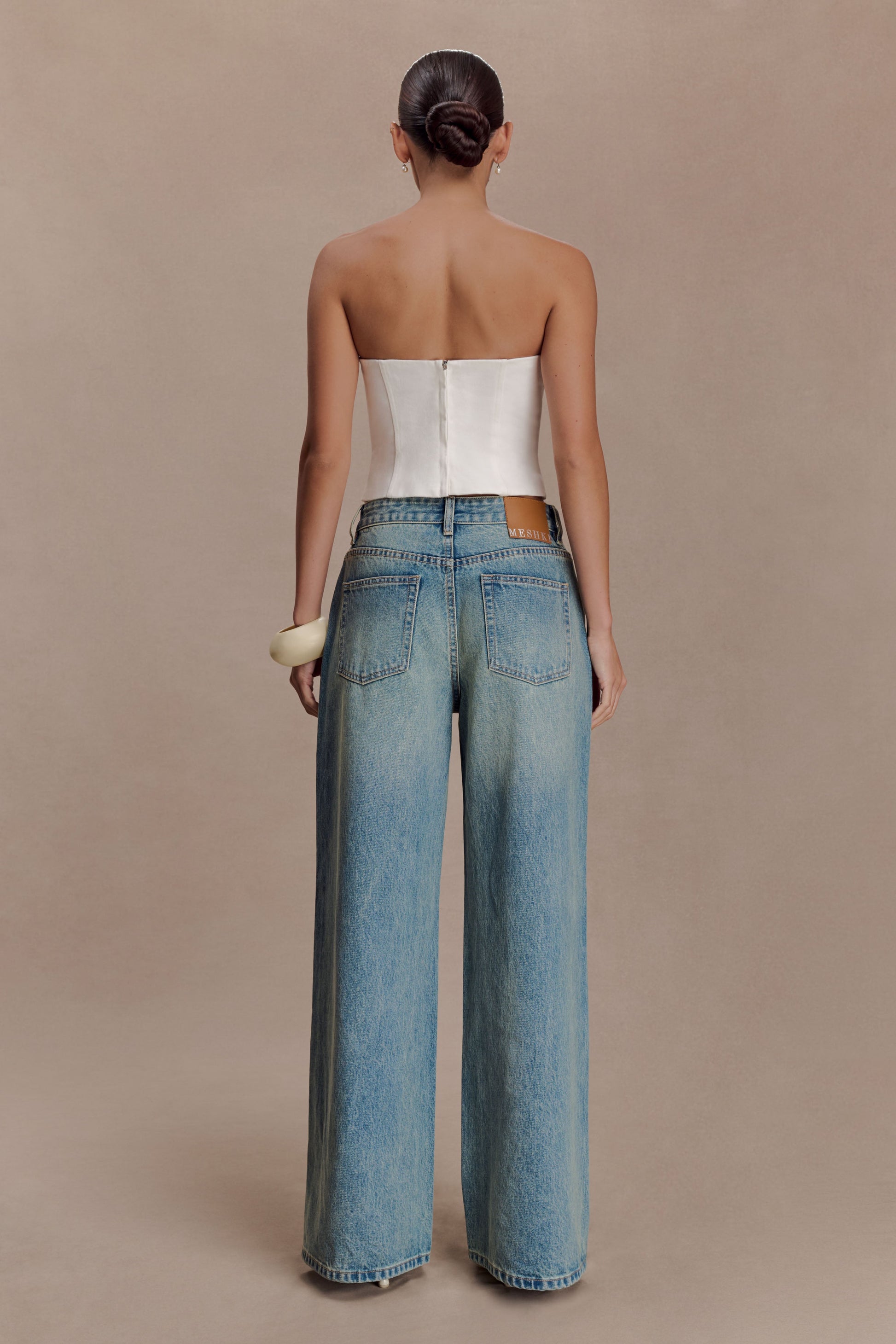 Melany Applique Denim Bustier - White #2