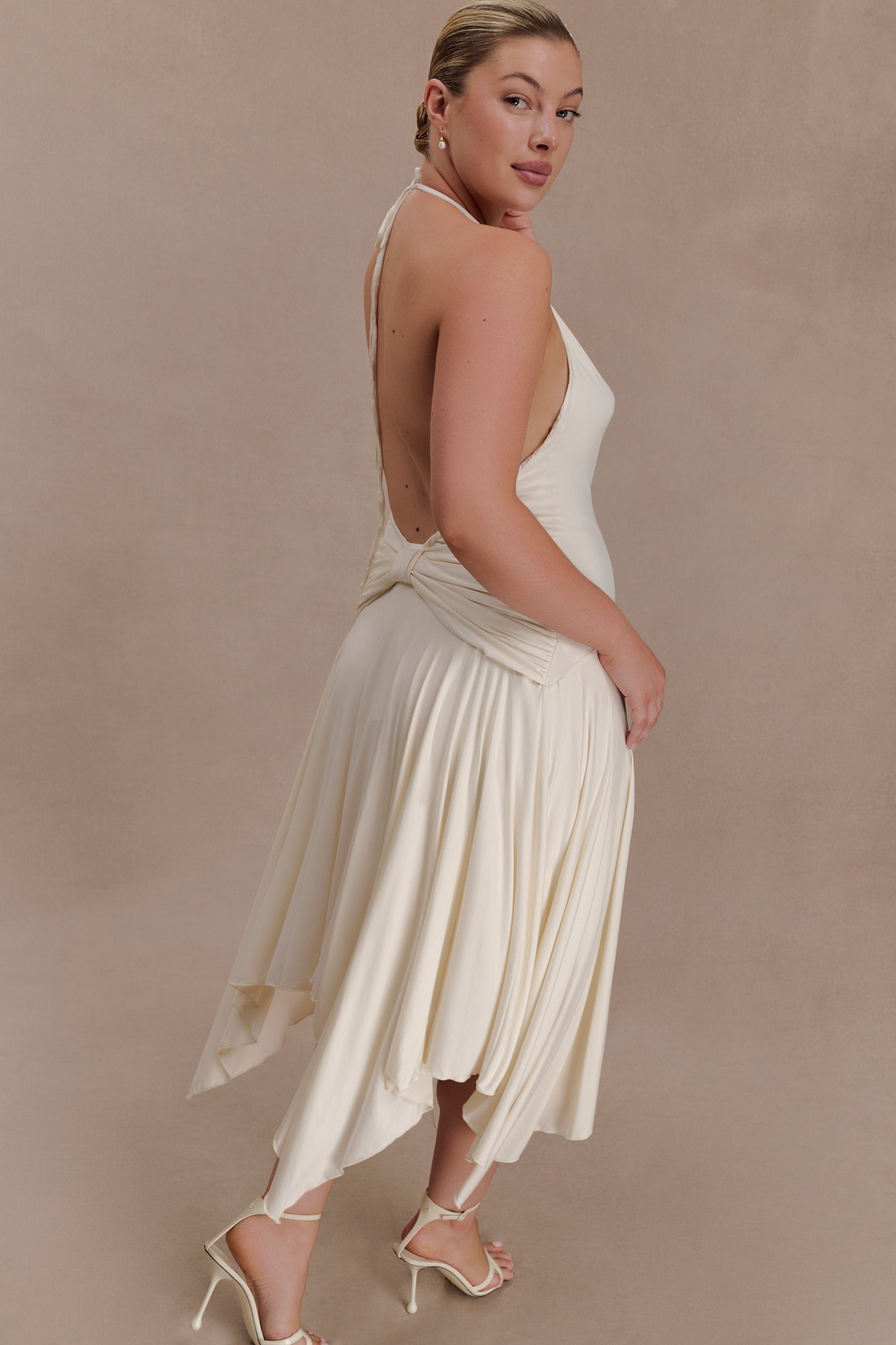 Sylvie Modal Hankie Midi Dress - Ivory #7