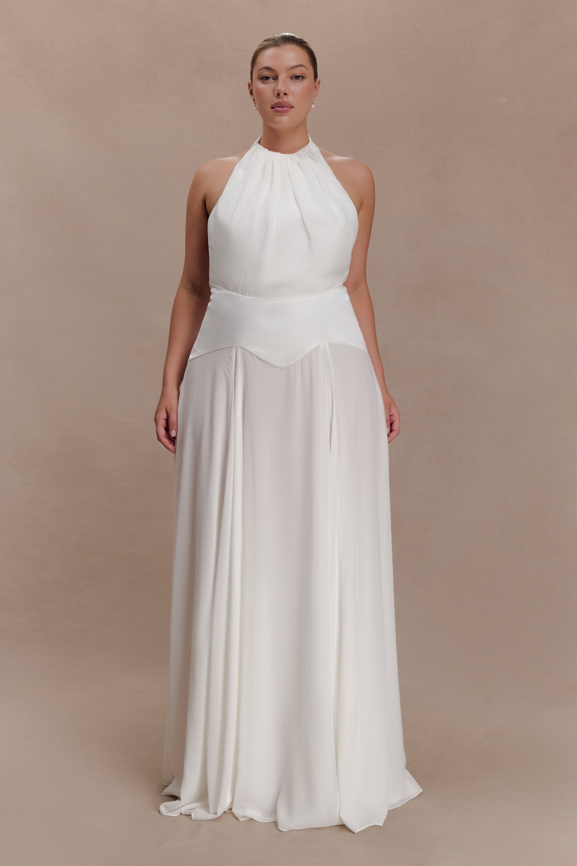 Susan Chiffon Halter Maxi Dress - Ivory #6