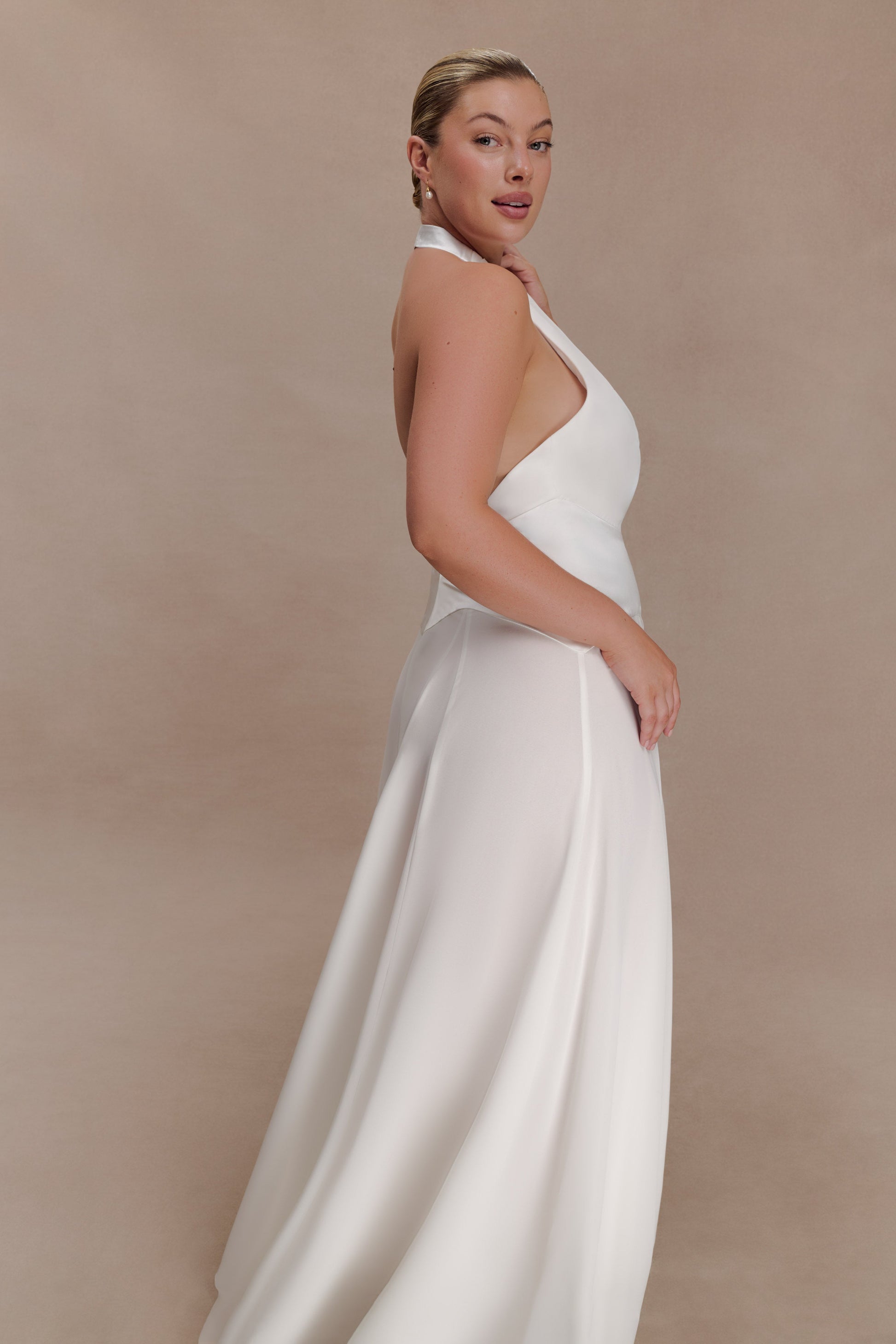 Susan Chiffon Halter Maxi Dress - Ivory #8