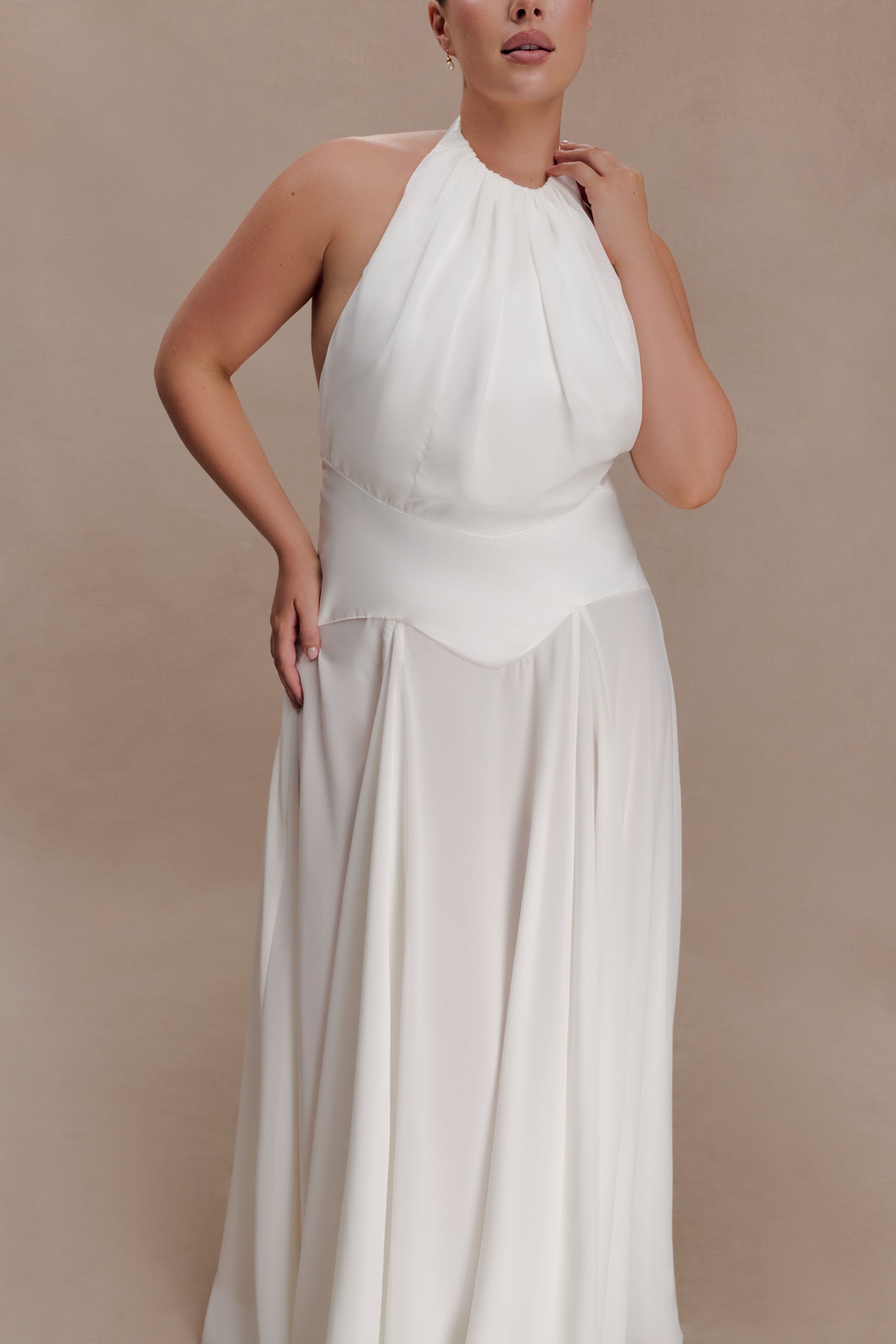 Susan Chiffon Halter Maxi Dress - Ivory #7