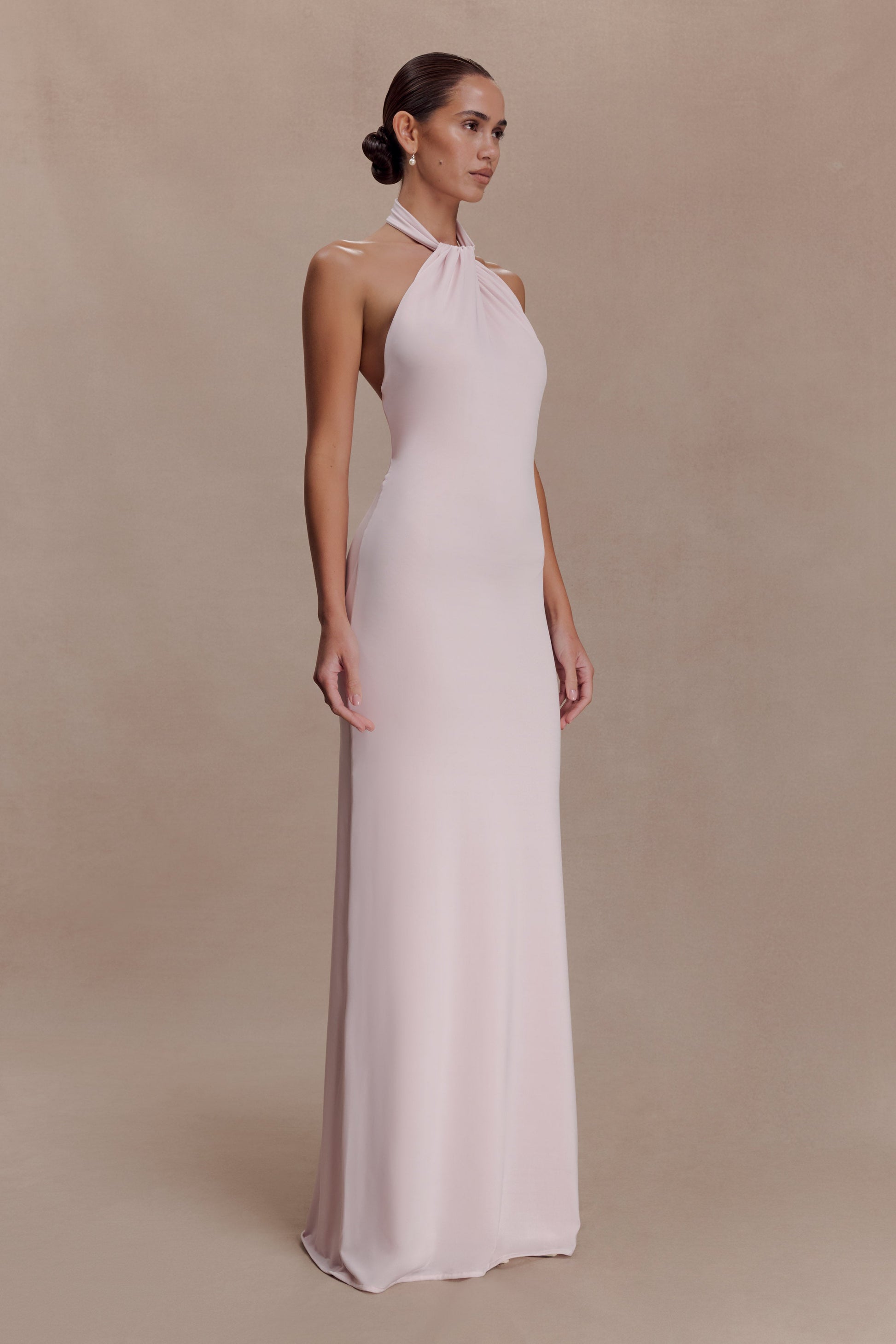 Elyna Slinky Halter Maxi Dress - Pale Pink #8