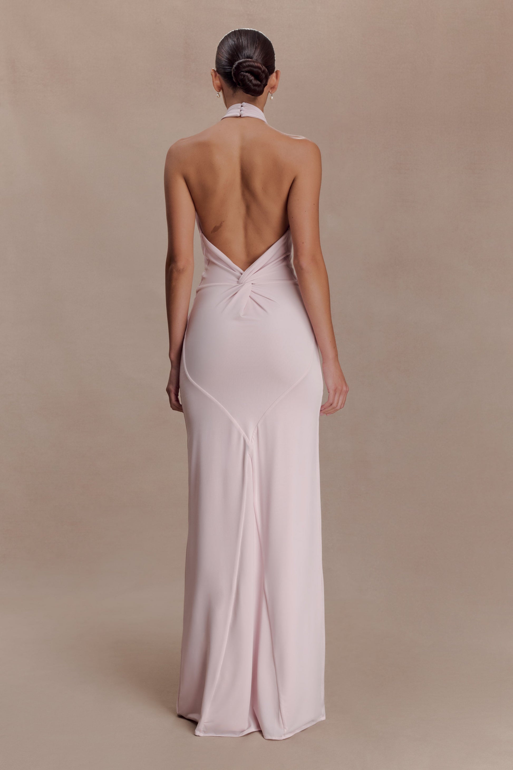 Elyna Slinky Halter Maxi Dress - Pale Pink #2