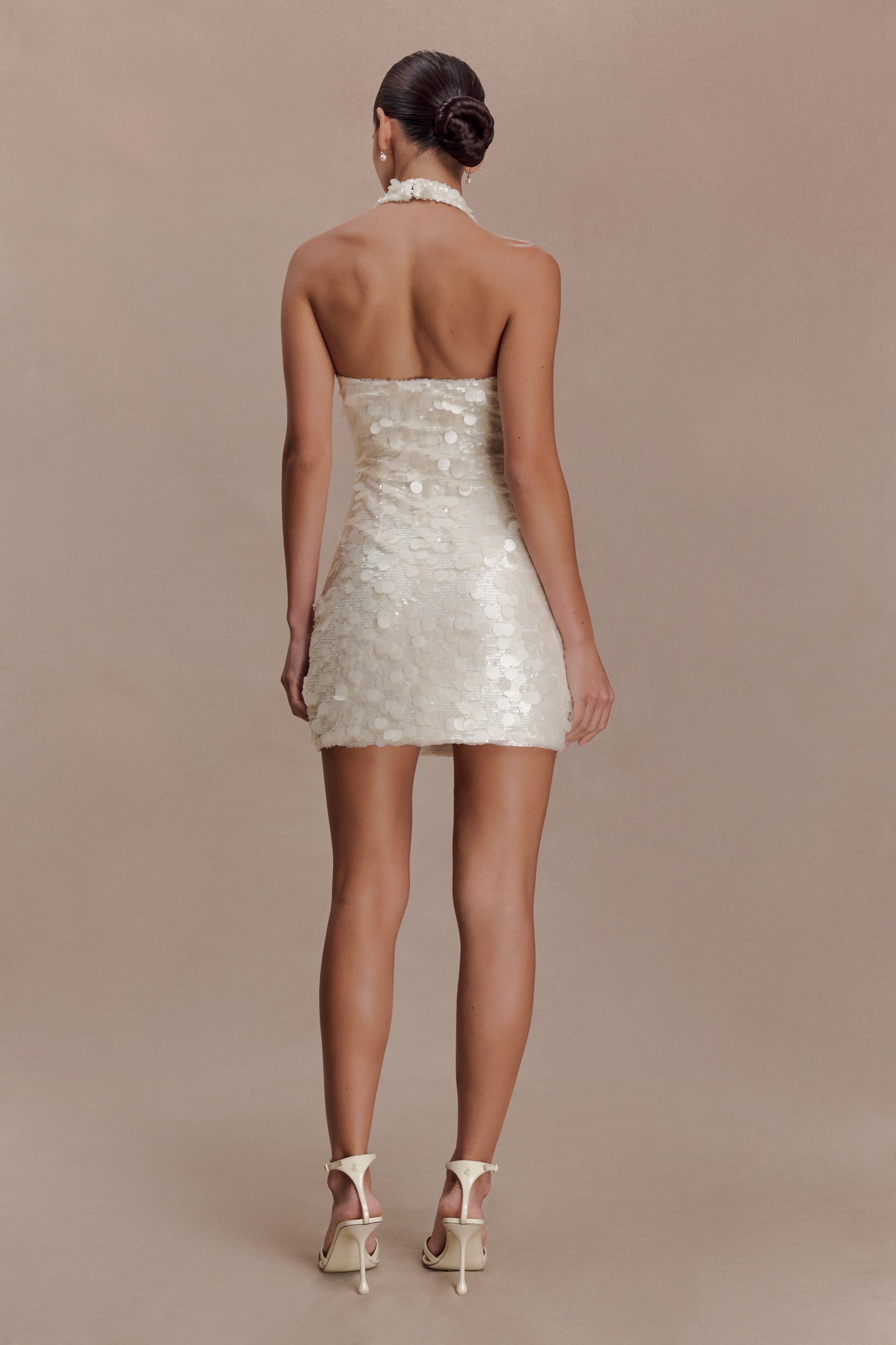 Caralee Sequin Halter Mini Dress - Ivory #5
