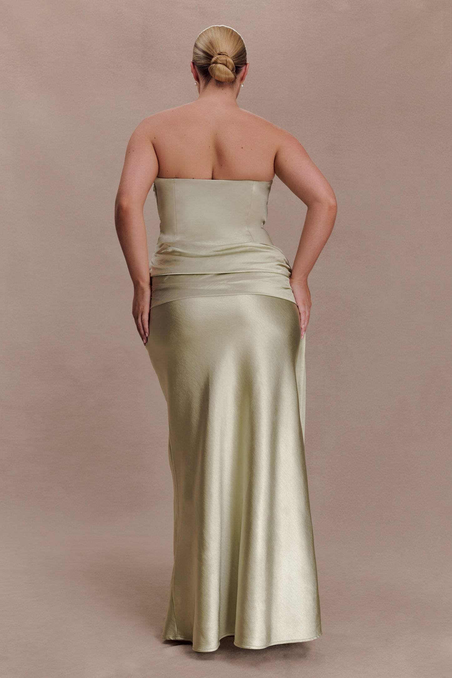 Sarah Strapless Maxi Dress With Waist Tie - Sage