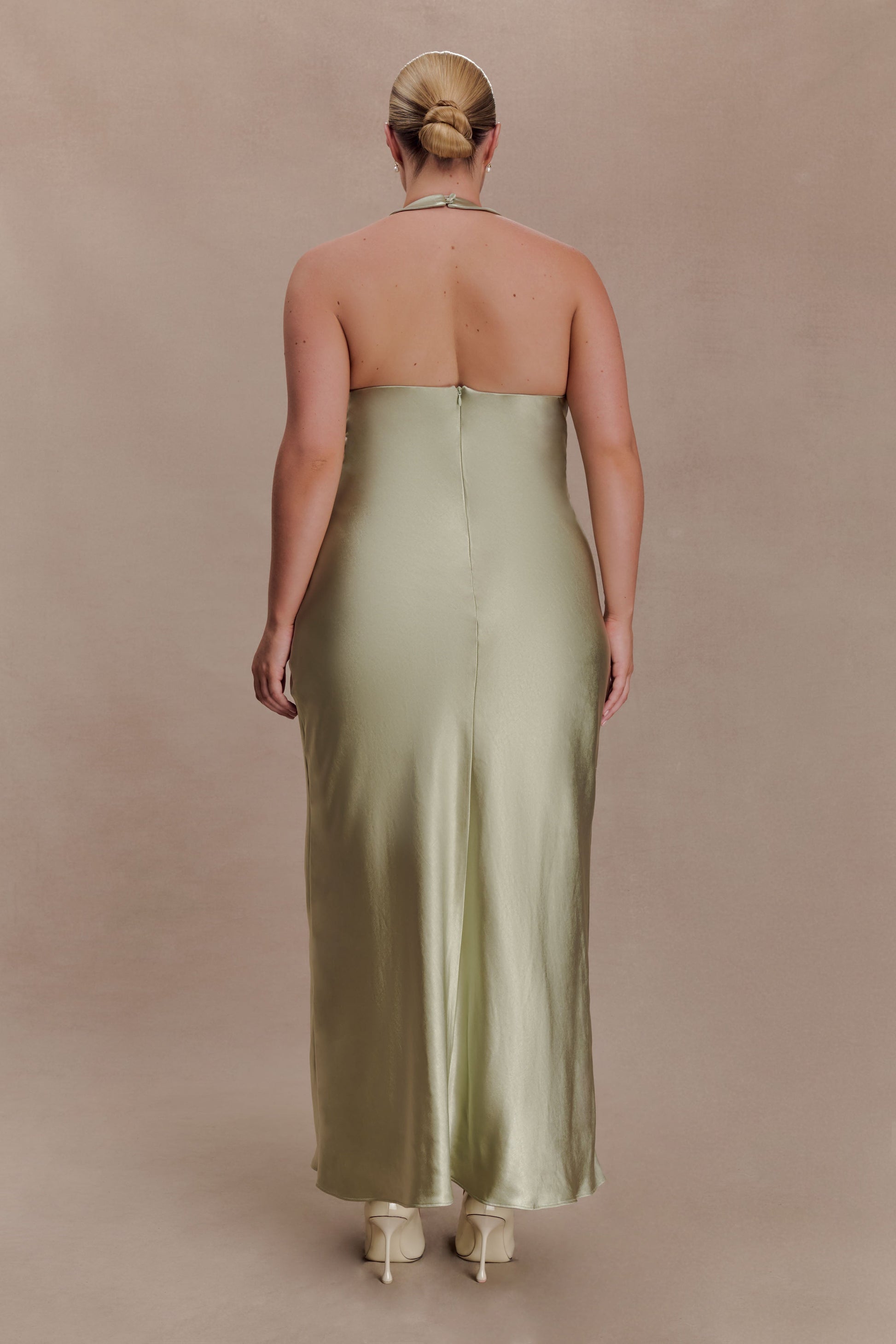 Alice Satin Halter Maxi Dress - Sage #9