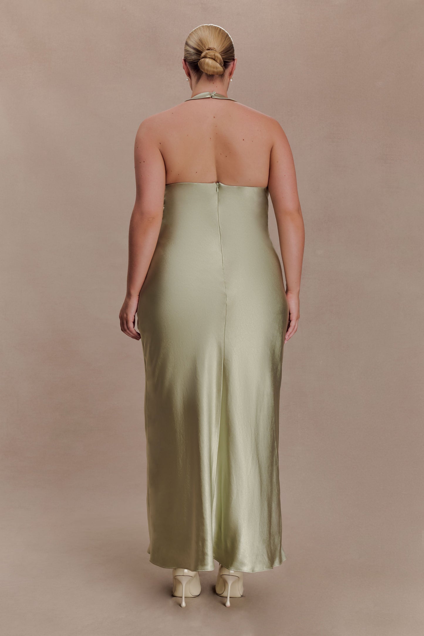Alice Satin Halter Maxi Dress - Sage