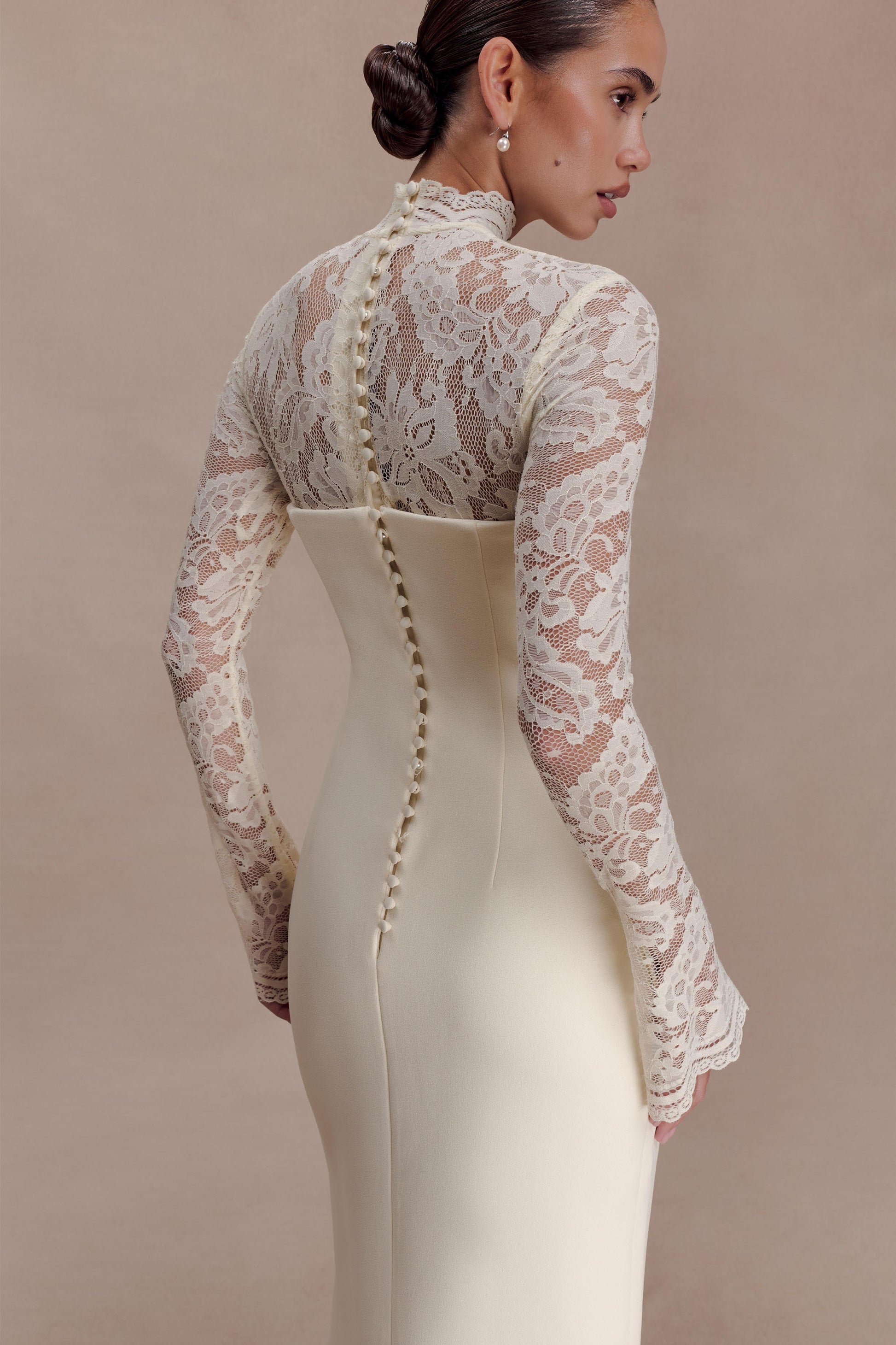 Aurelie Long Sleeve Lace Maxi Dress - Ivory #6