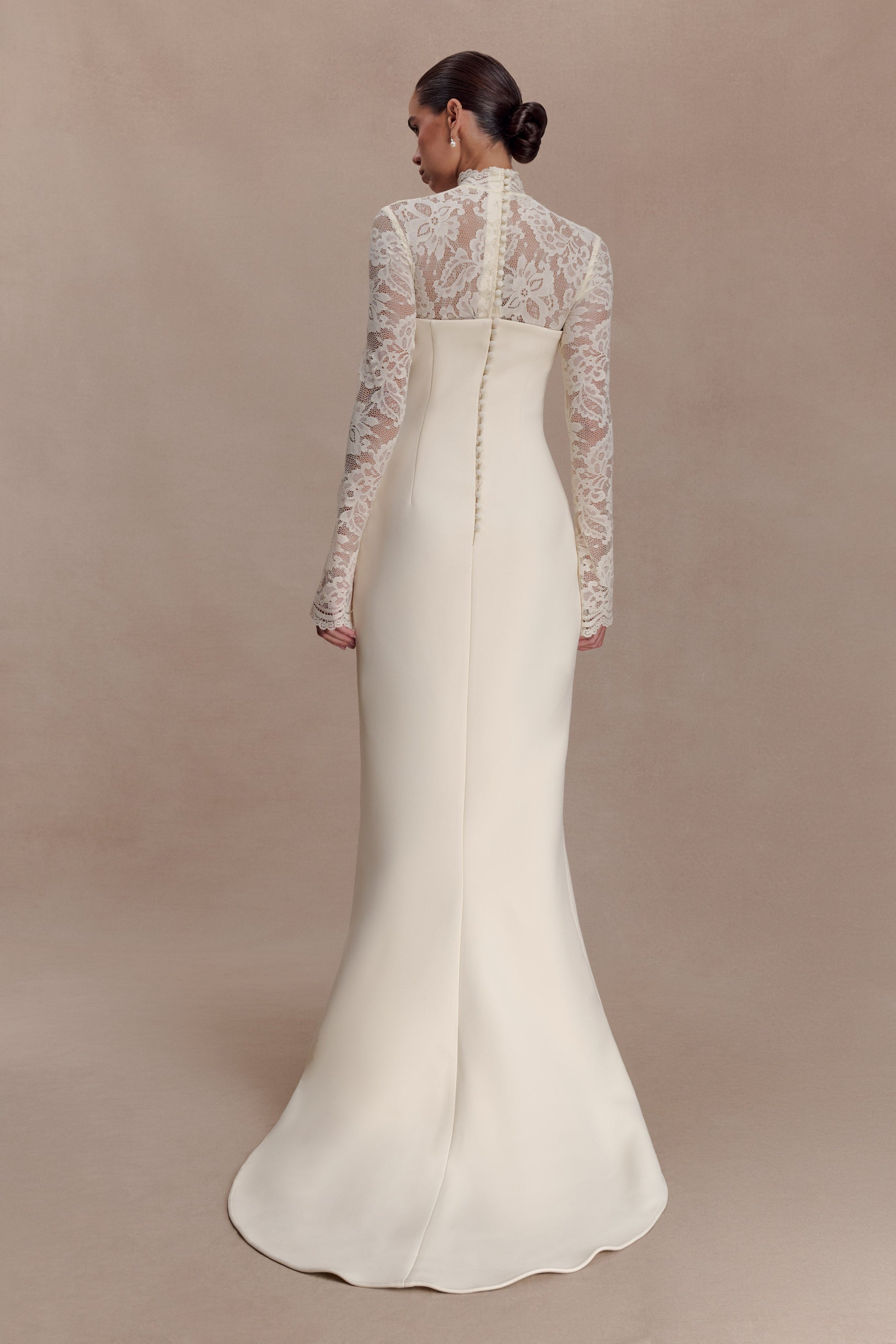 Aurelie Long Sleeve Lace Maxi Dress - Ivory #2