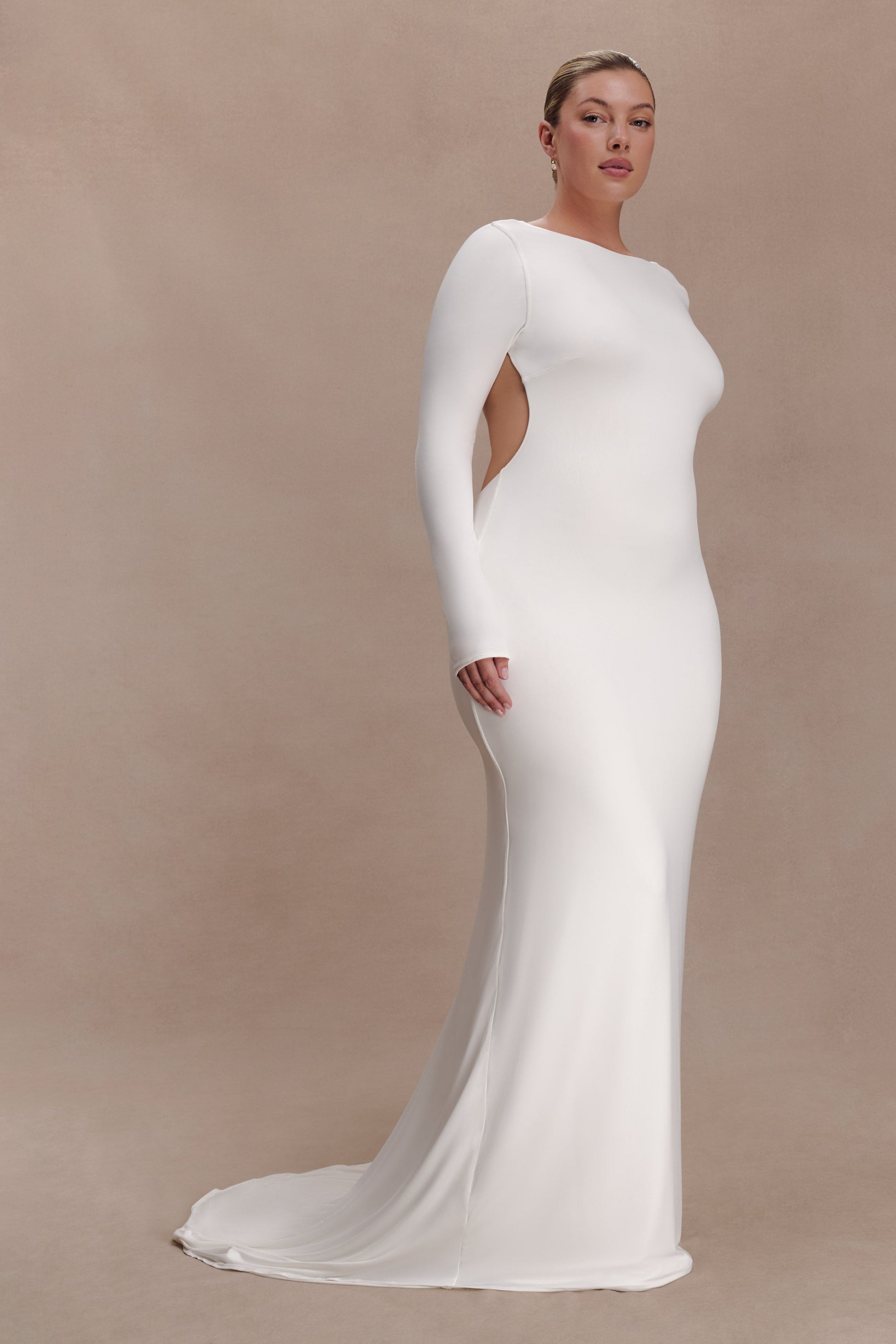 Marlene Slinky Low Back Maxi Dress - White #7