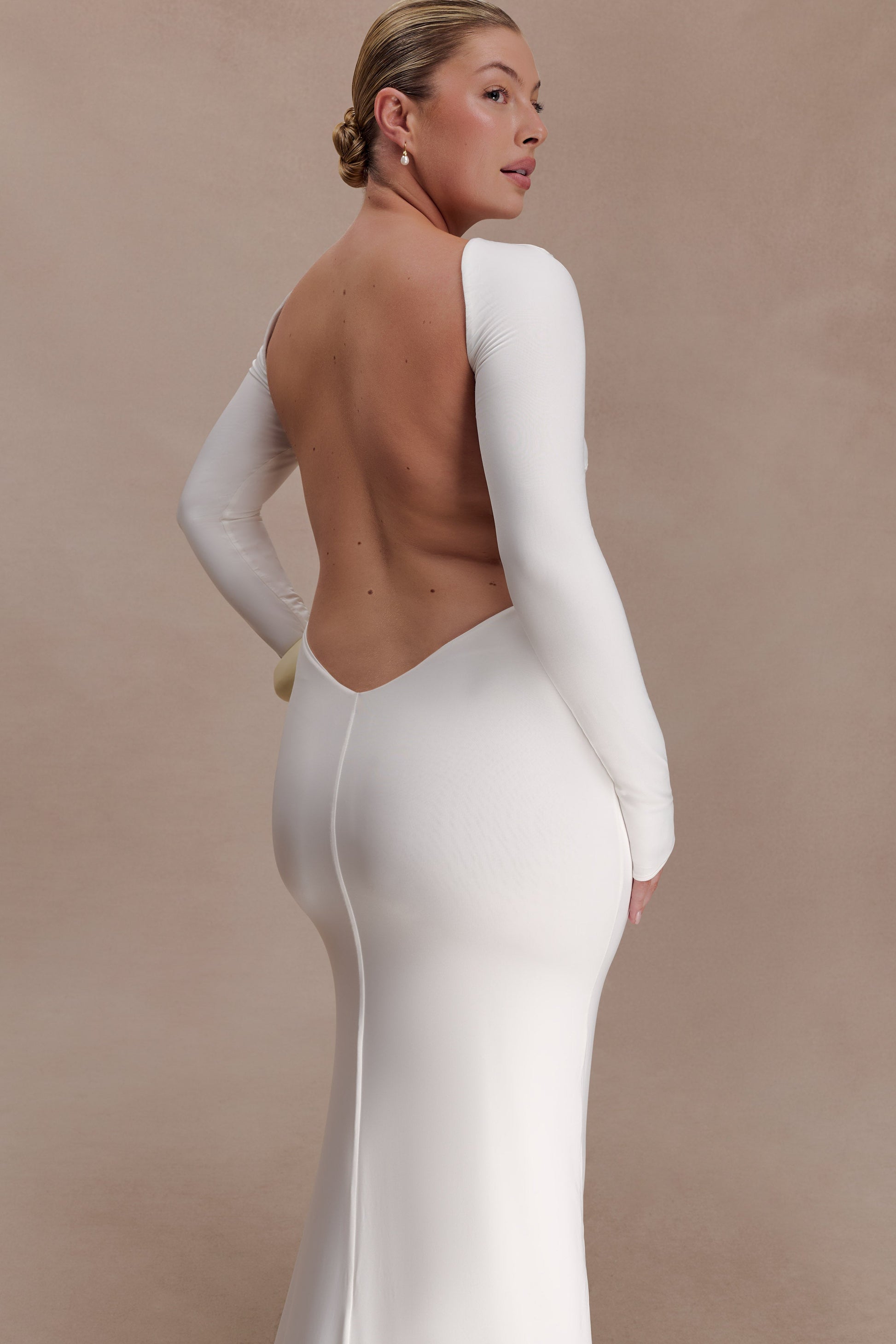 Marlene Slinky Low Back Maxi Dress - White #8