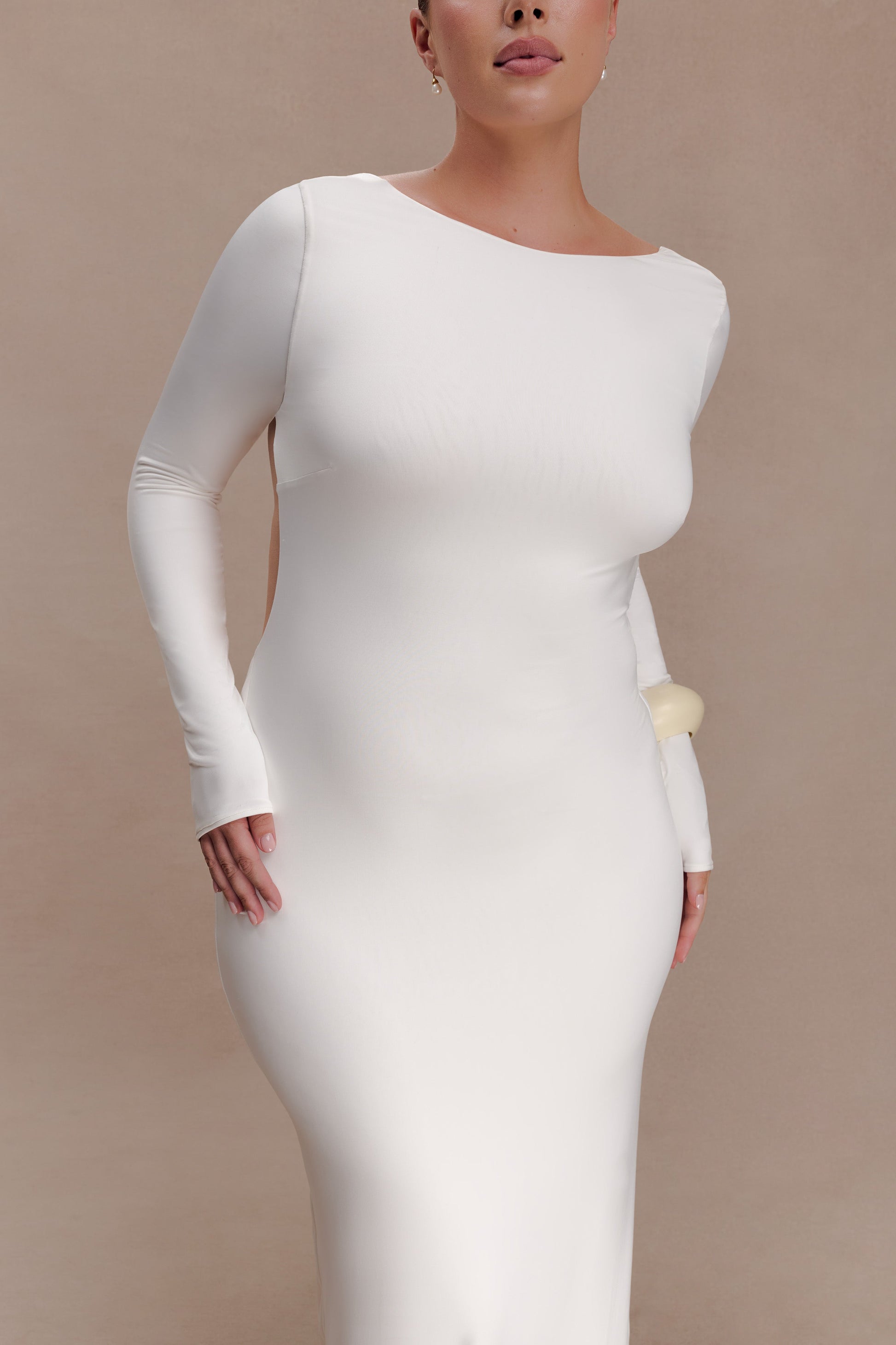 Marlene Slinky Low Back Maxi Dress - White #9