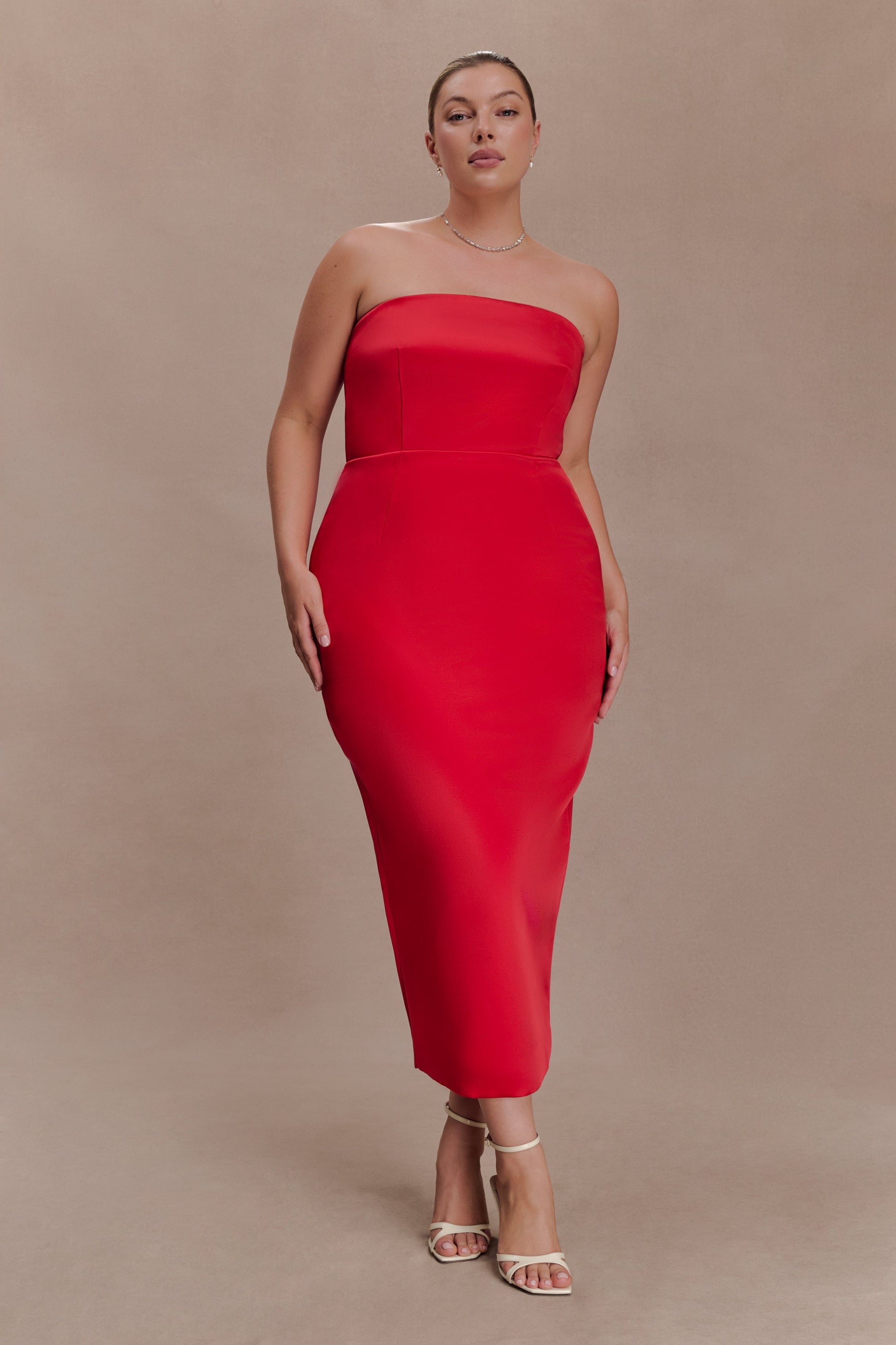 Ophelia Peplum Satin Maxi Dress - Red #9
