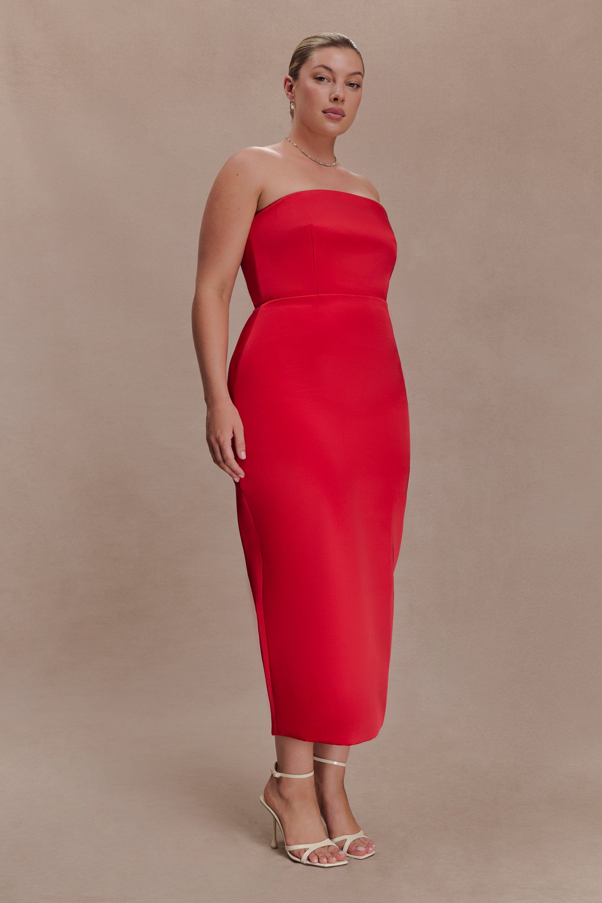 Ophelia Peplum Satin Maxi Dress - Red #7