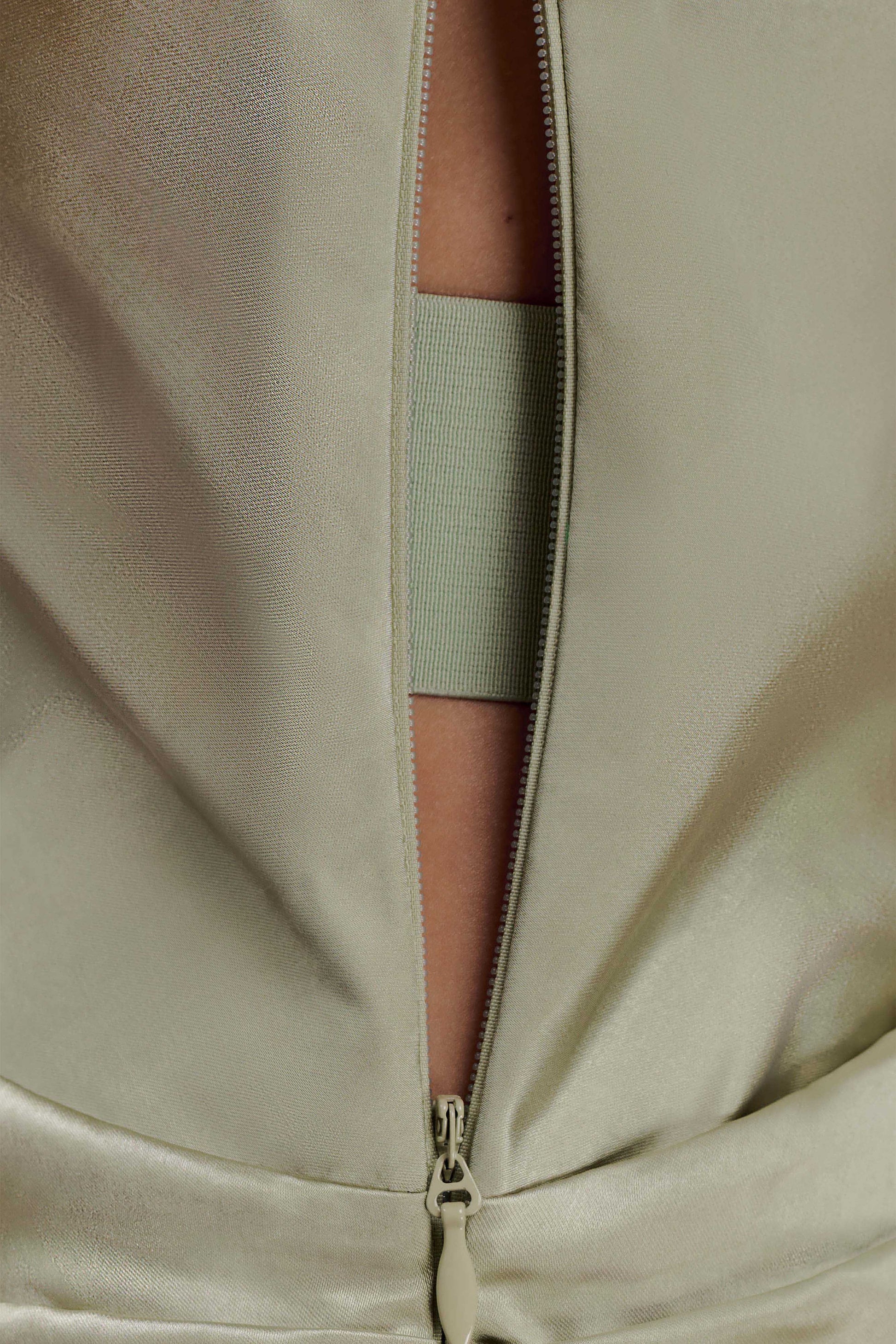 Dalia Off Shoulder Satin Maxi Dress - Sage #4