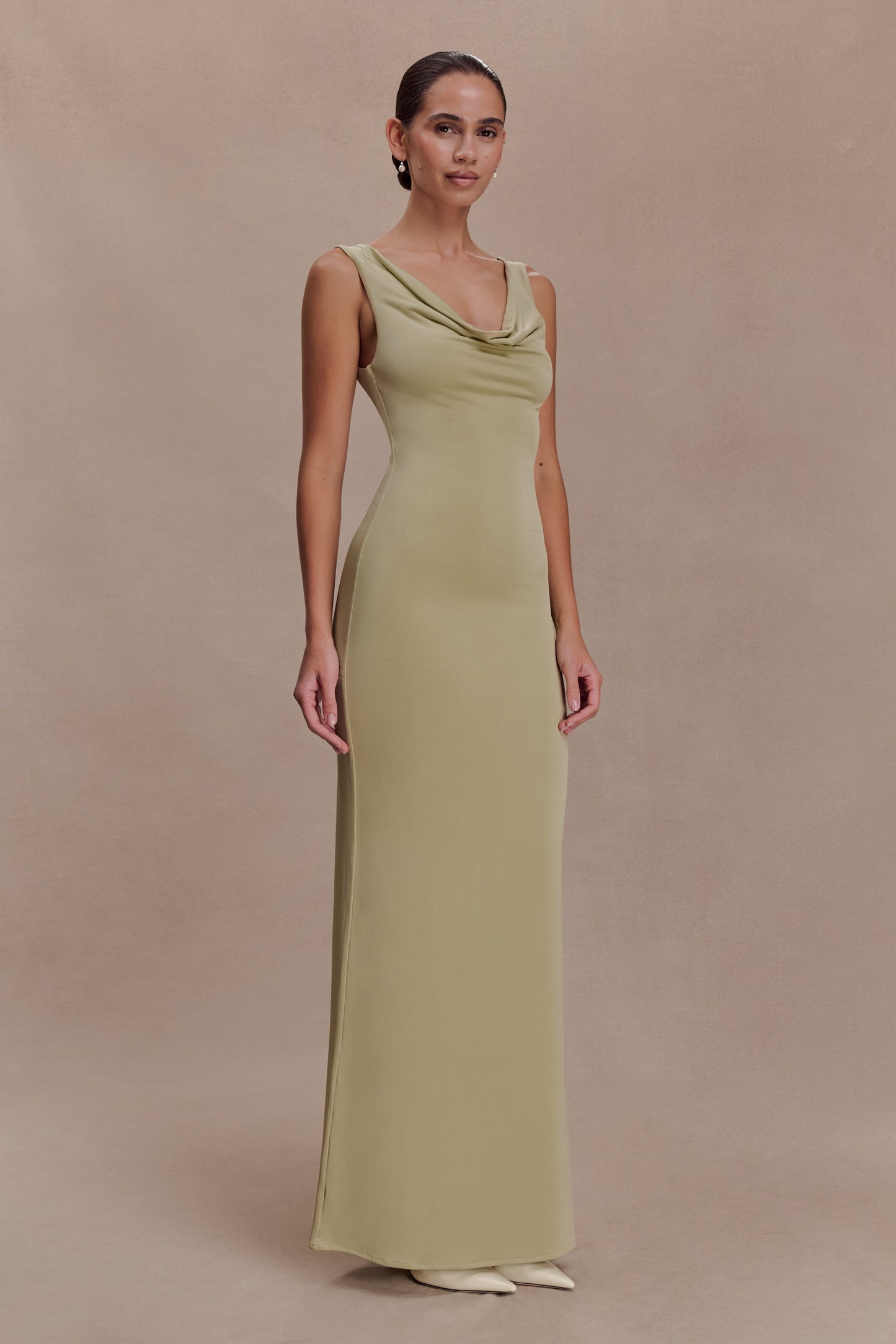 Marta Slinky Cowl Maxi Dress - Sage