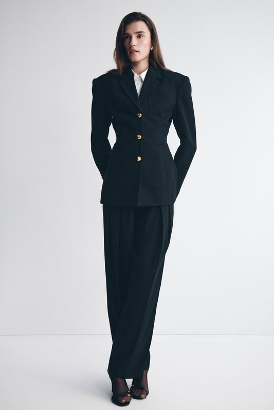 Penelope Pleated High Waisted Pants - Black