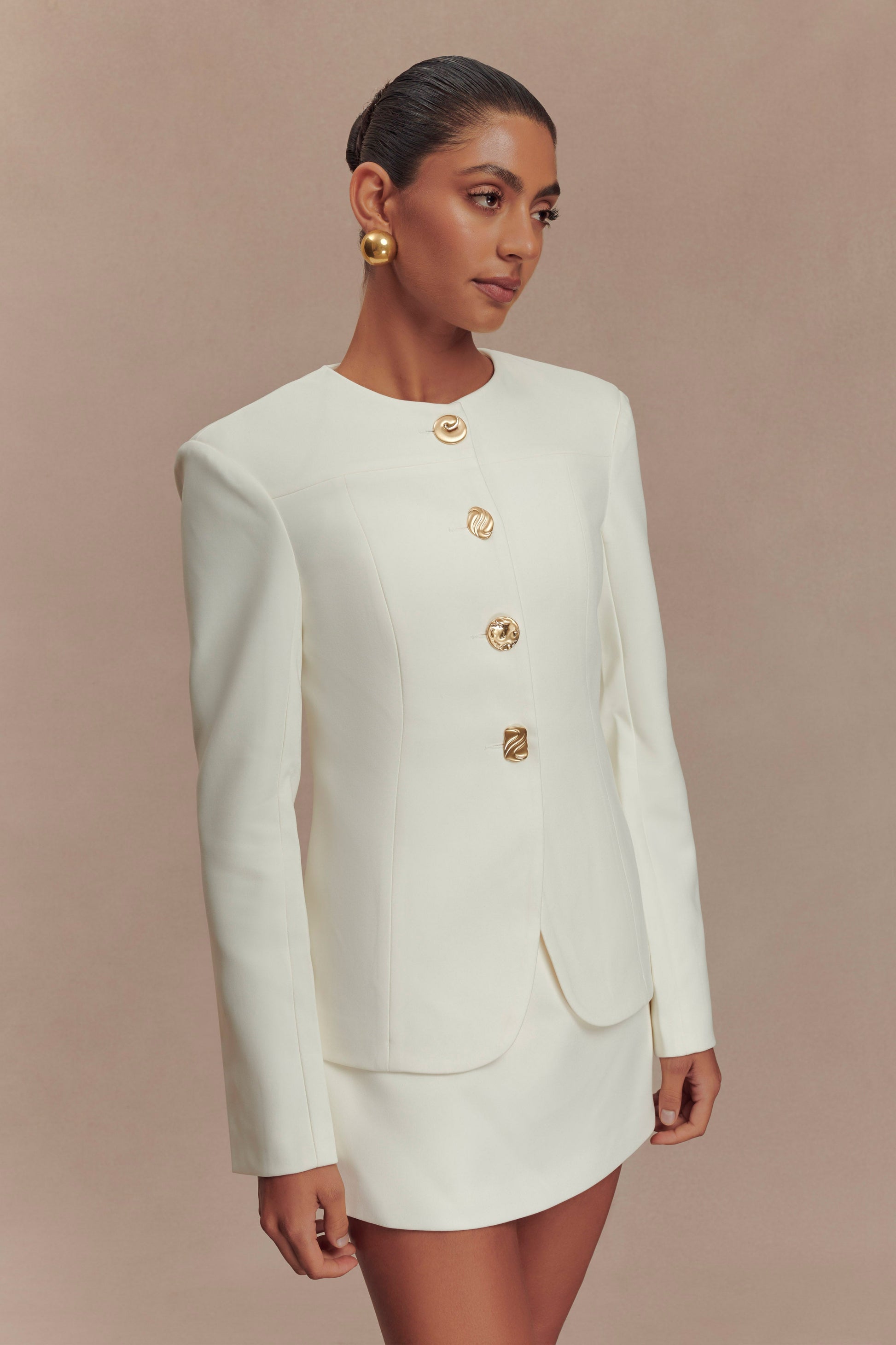 Asia Mixed Button Blazer - Ivory #7
