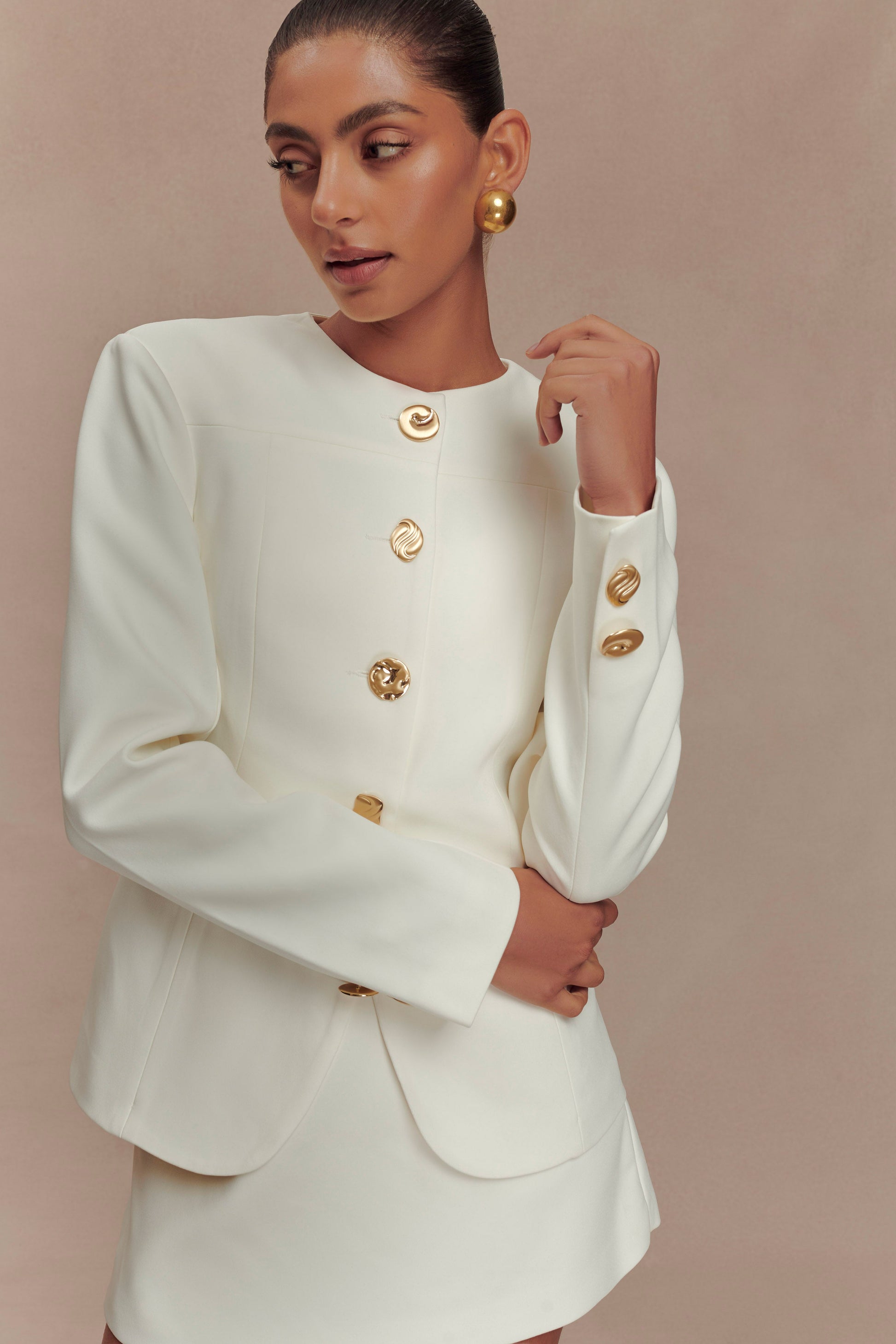 Asia Mixed Button Blazer - Ivory #9