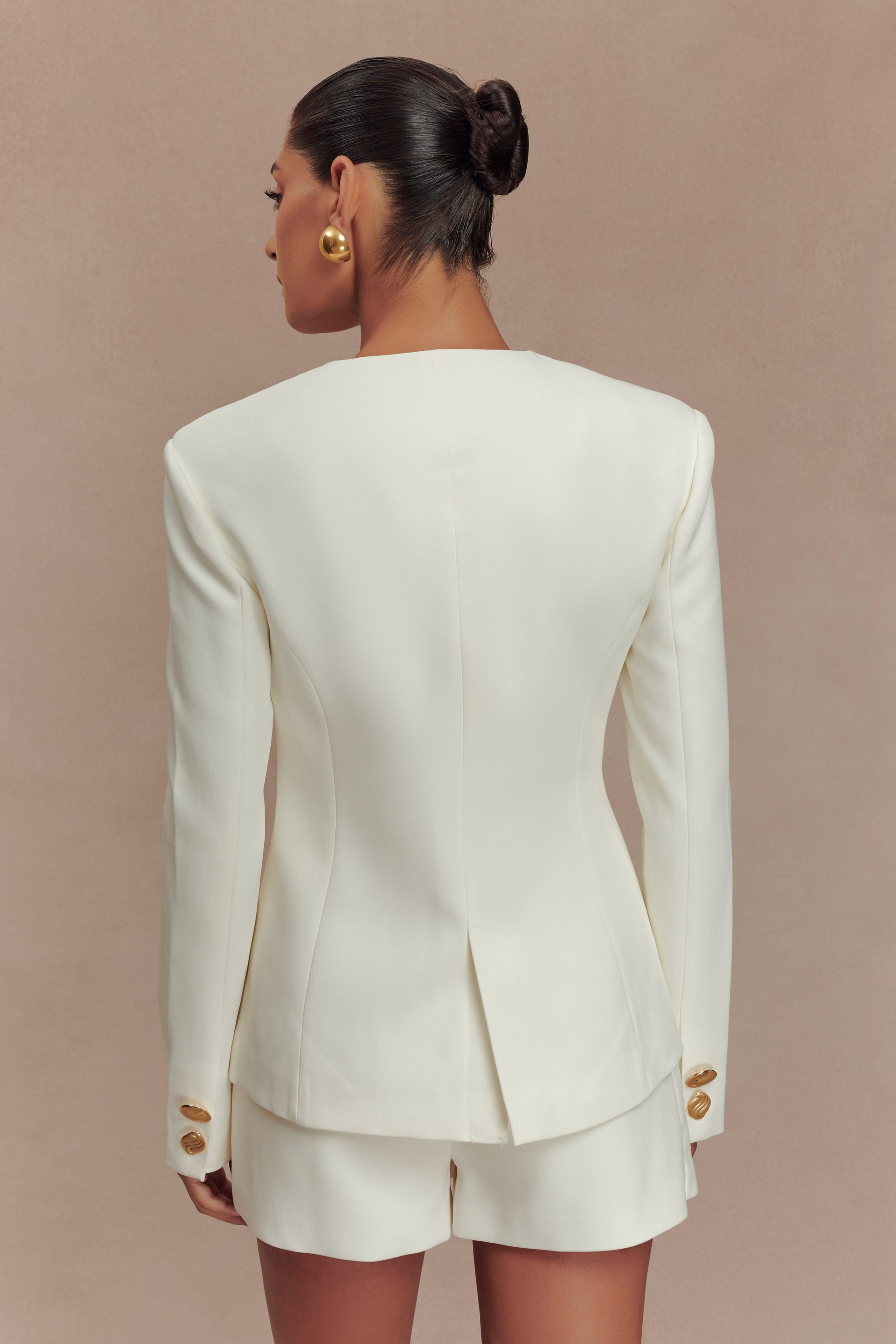 Asia Mixed Button Blazer - Ivory #8