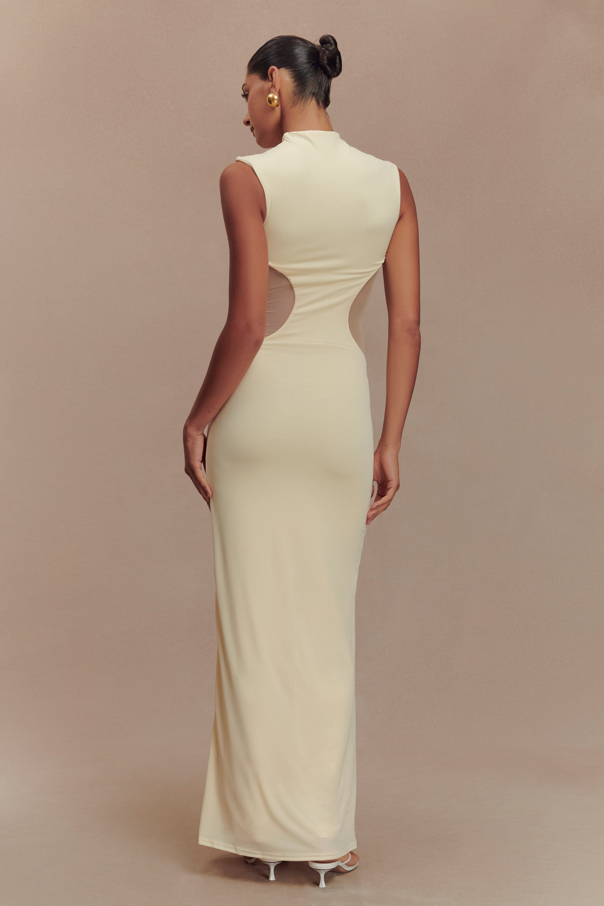 Massie Slinky And Mesh Maxi Dress - Lemon #3