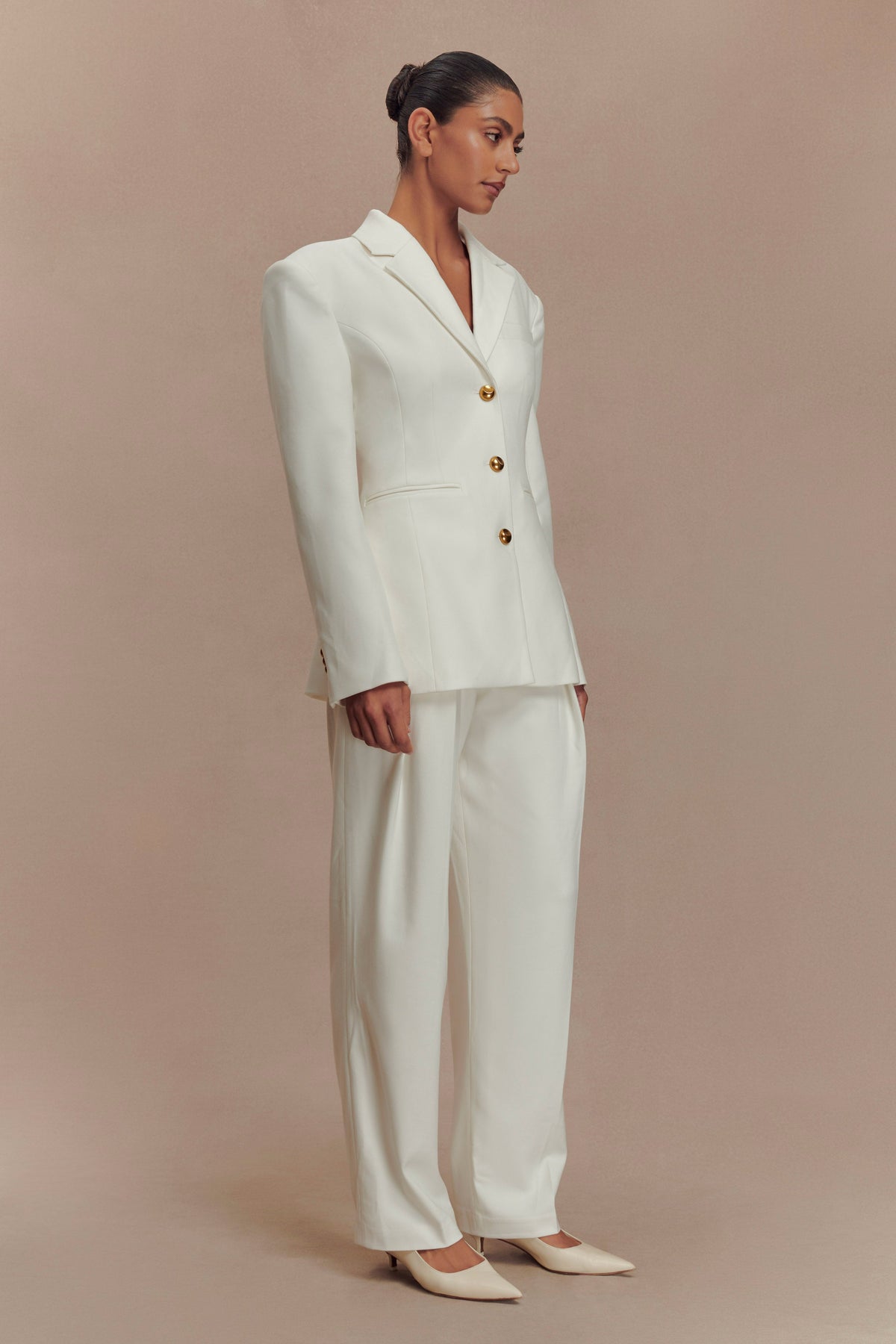 Penelope Pleated High Waisted Pants - Ivory #4
