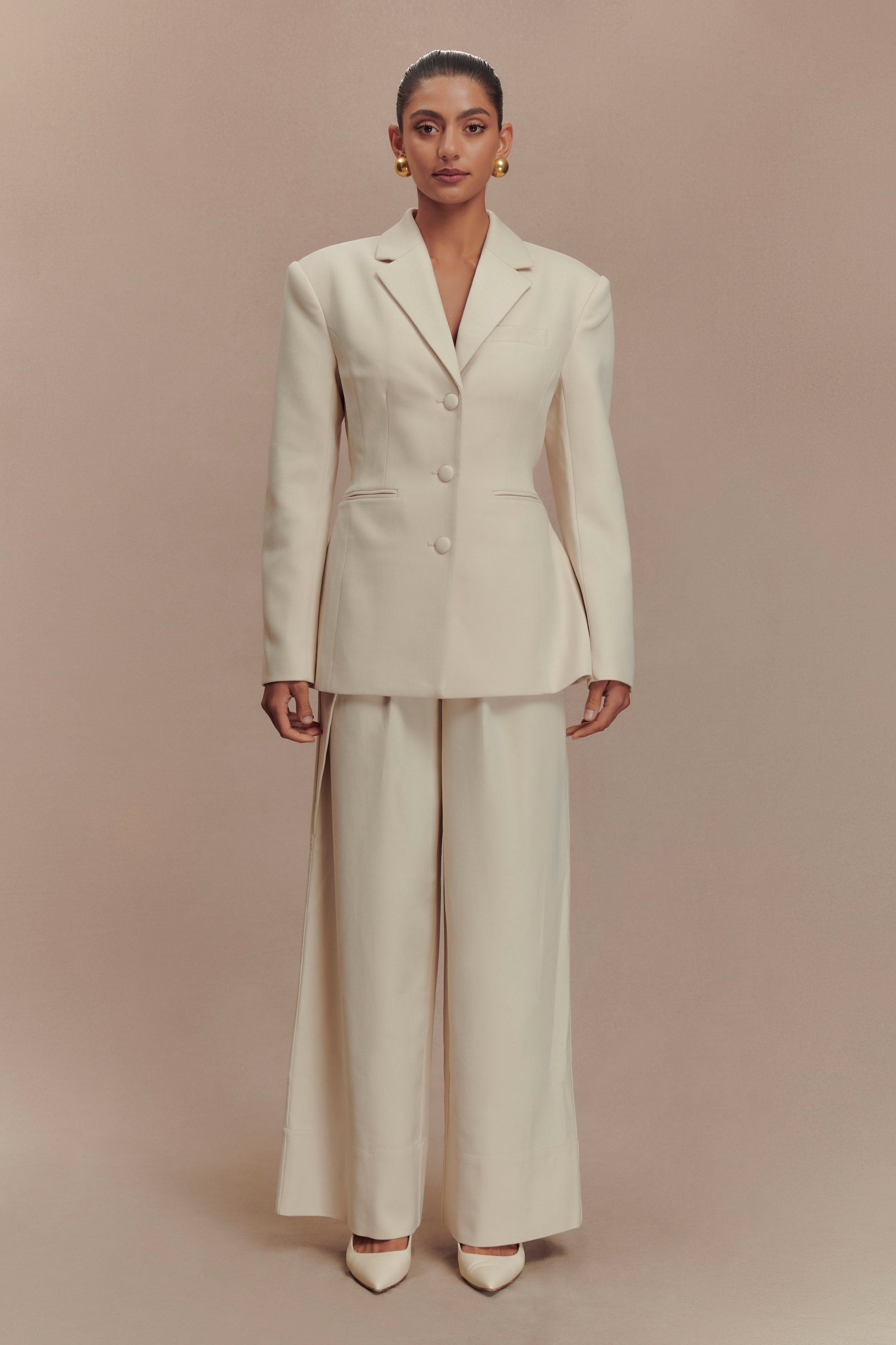 Mila Straight Leg Suiting Pant - Buttermilk #3