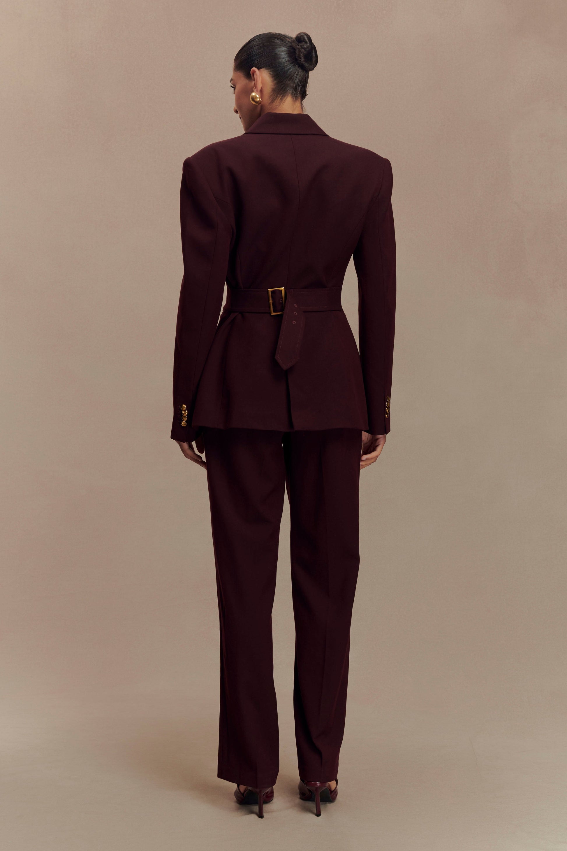 Penelope Pleated High Waisted Pants - Mahogany #5