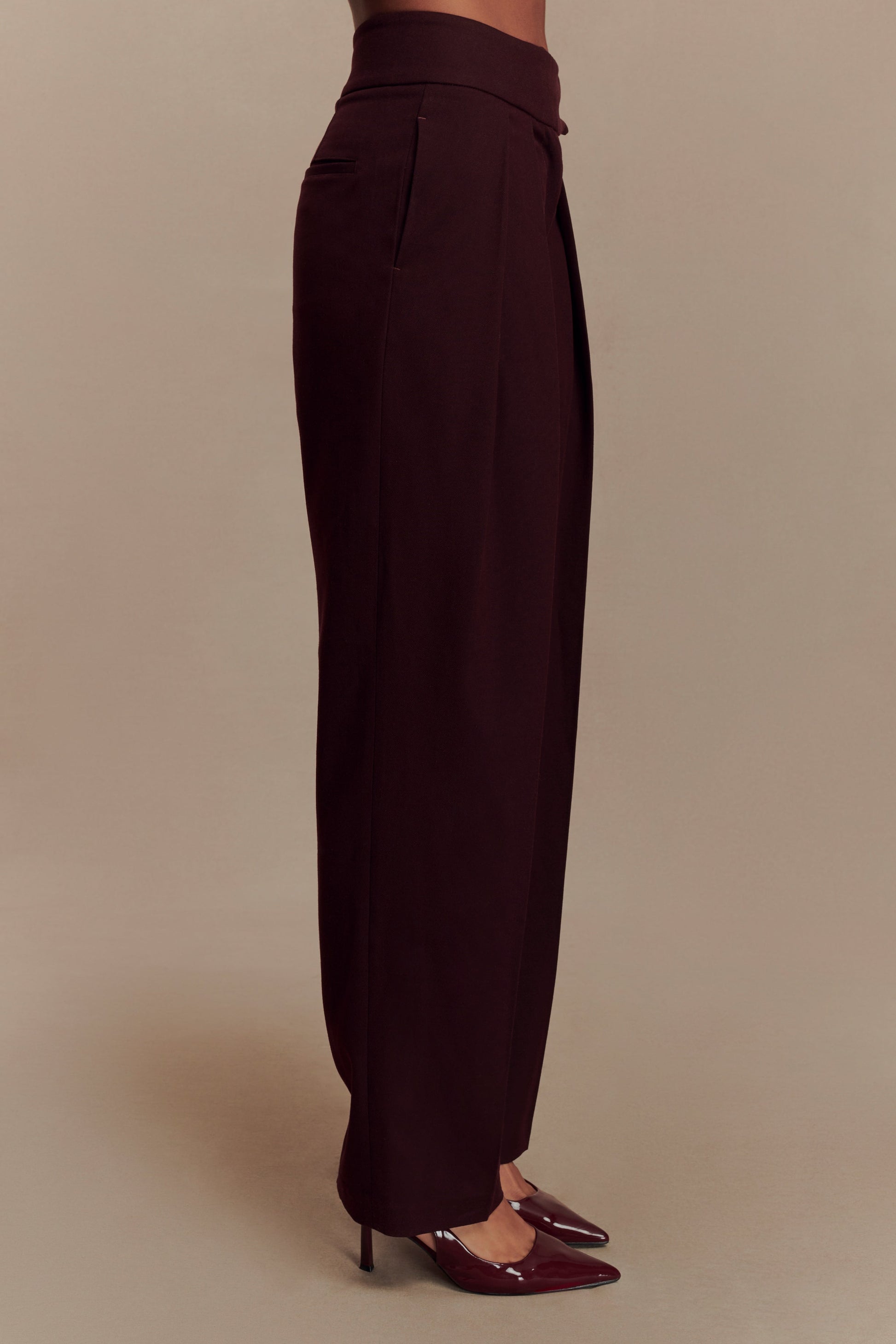 Penelope Pleated High Waisted Pants - Mahogany #7