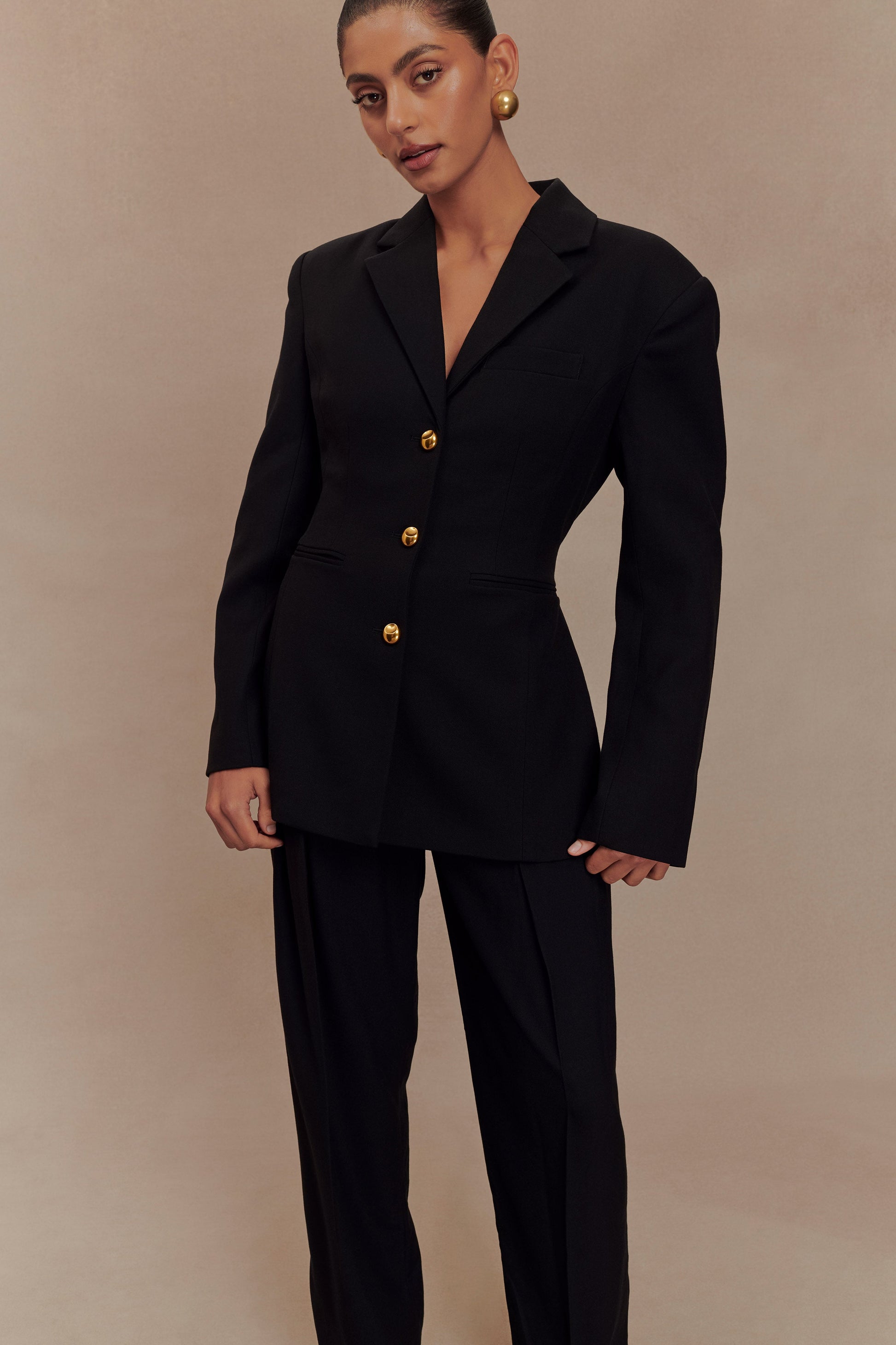 Penelope Pleated High Waisted Pants - Black #9