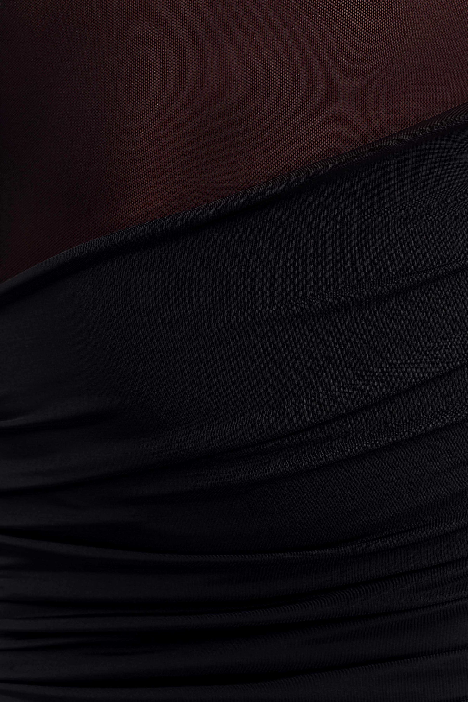 Dallas One Shoulder Mesh Maxi Dress - Black #5