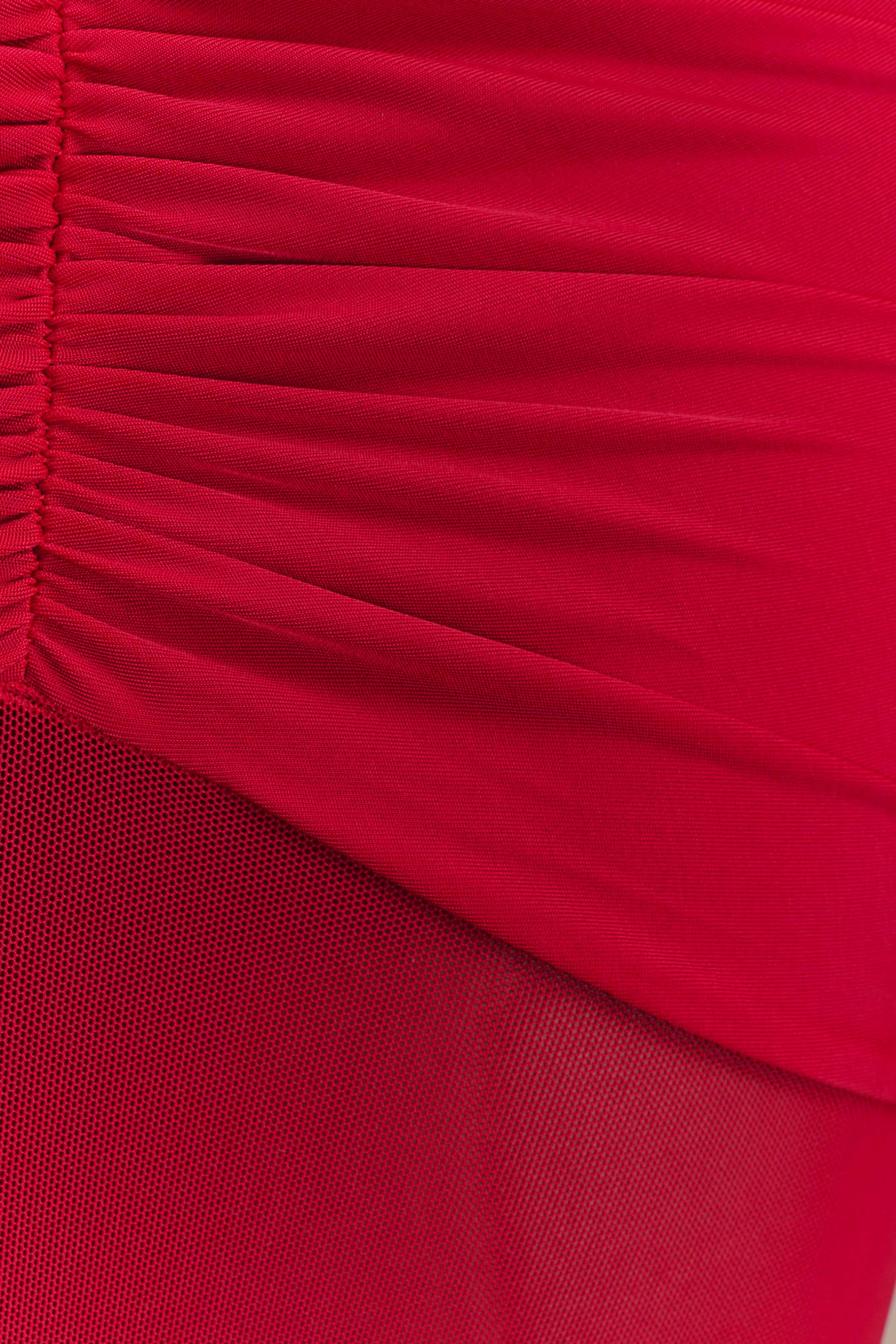 Delaney Slinky And Mesh Maxi Dress - Red #3