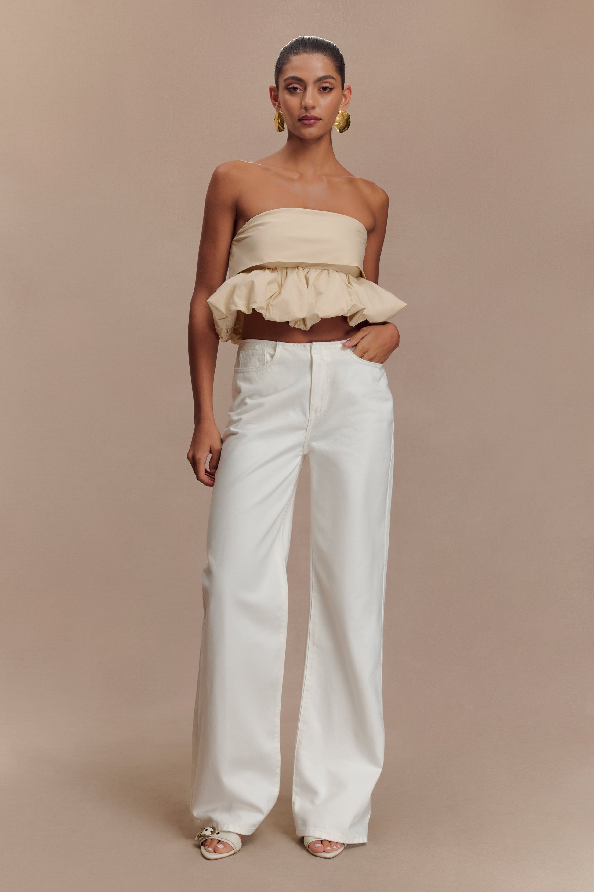 Caitlin Mid Rise Denim Jeans - White #6