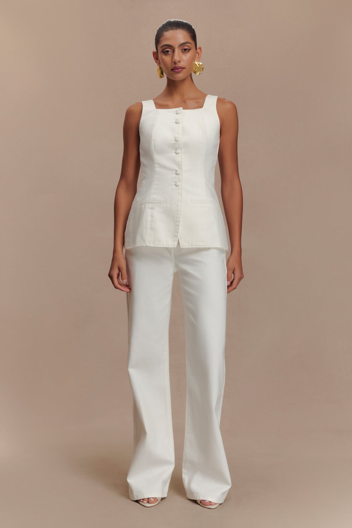 Caitlin Mid Rise Denim Jeans - White