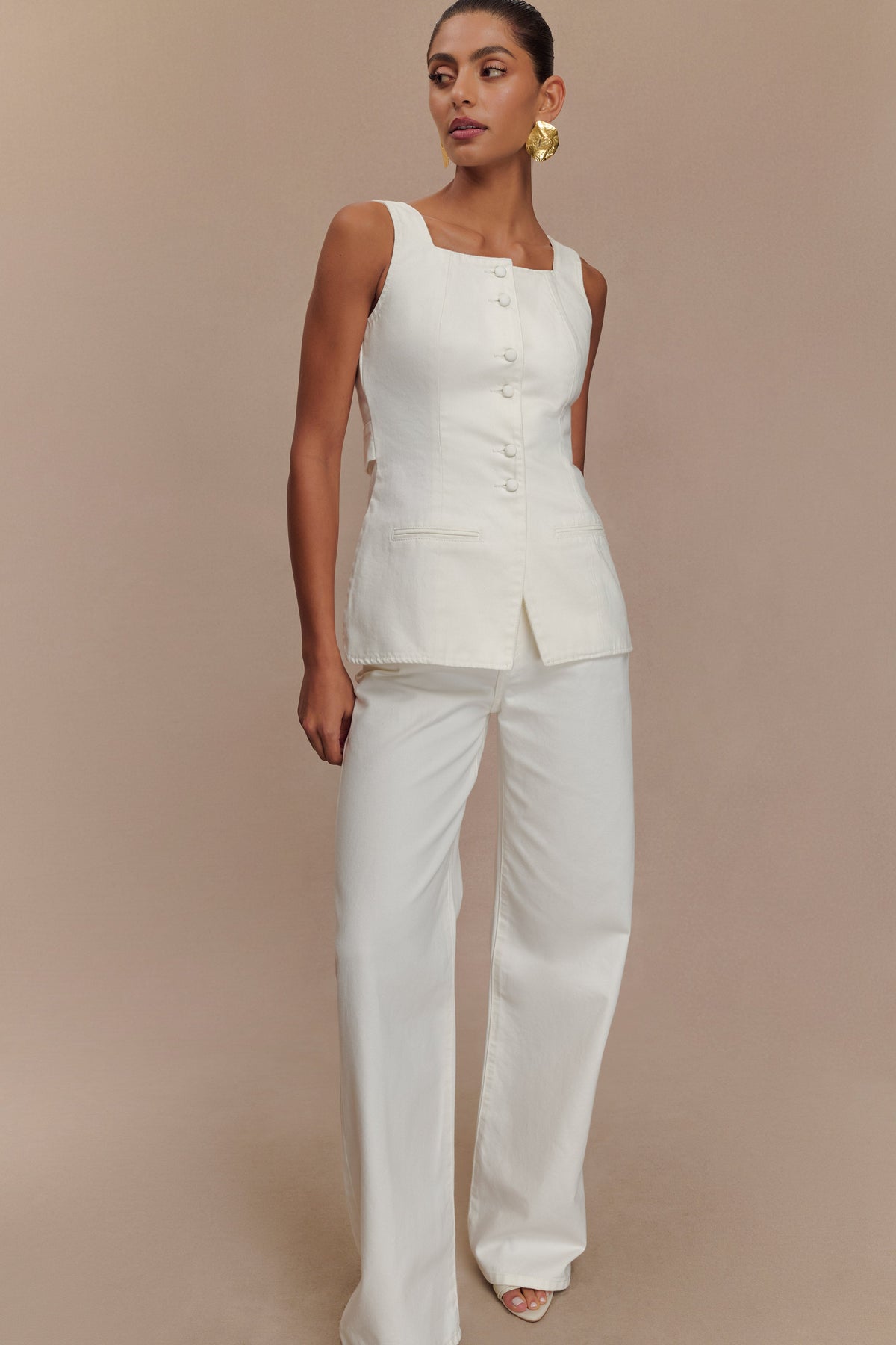 Caitlin Mid Rise Denim Jeans - White #9