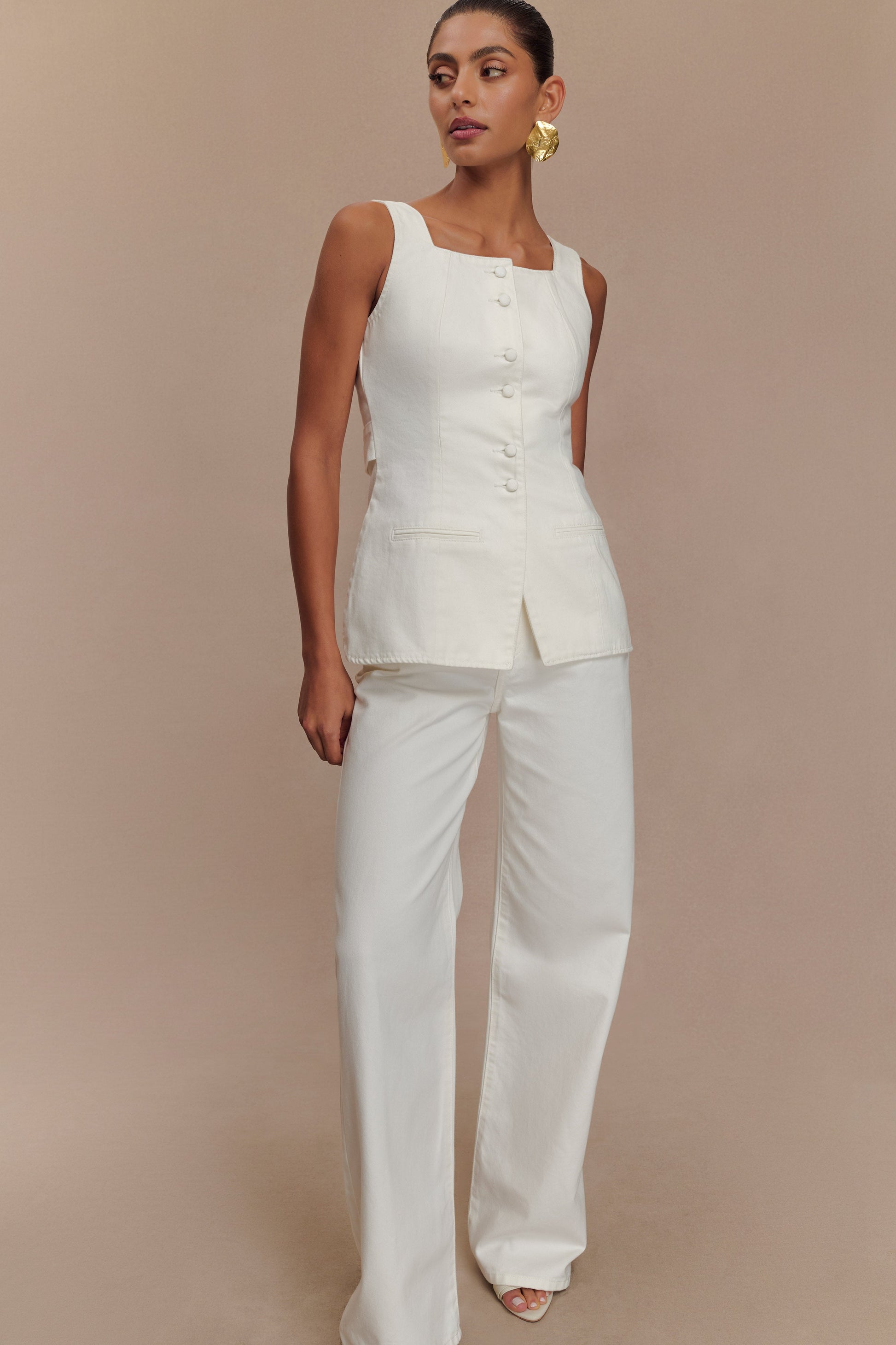 Caitlin Mid Rise Denim Jeans - White #9