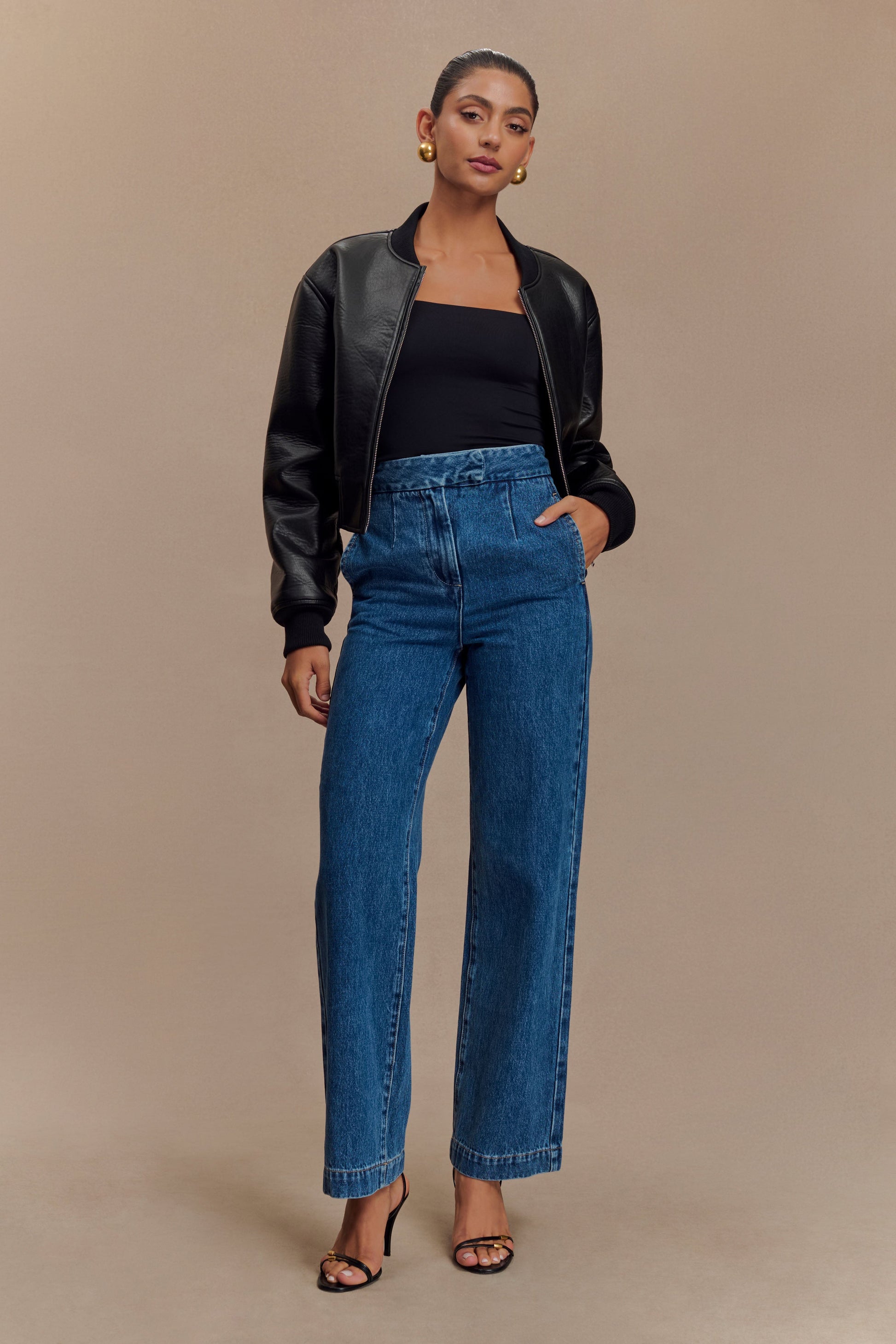 Codi Faux Leather Bomber Jacket - Black #5