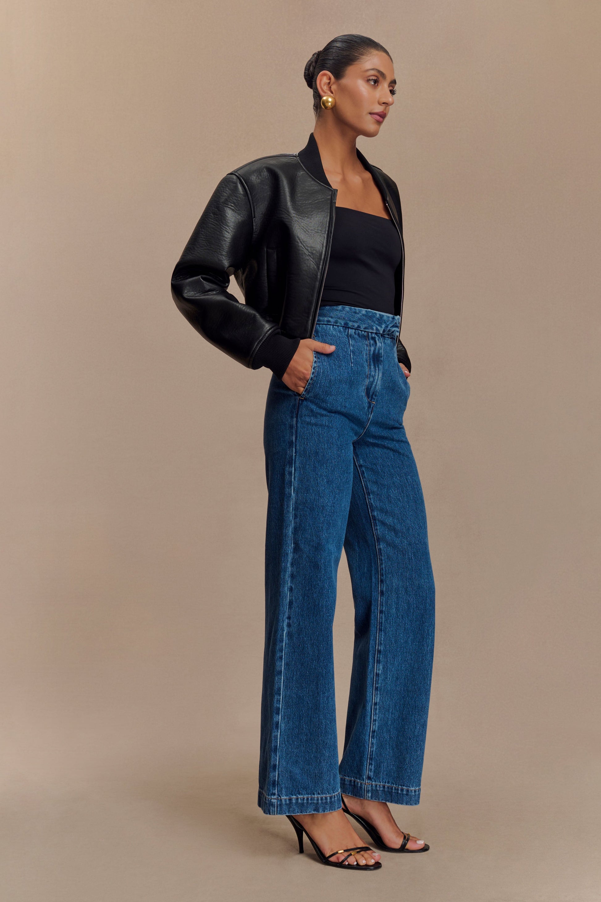 Codi Faux Leather Bomber Jacket - Black #6