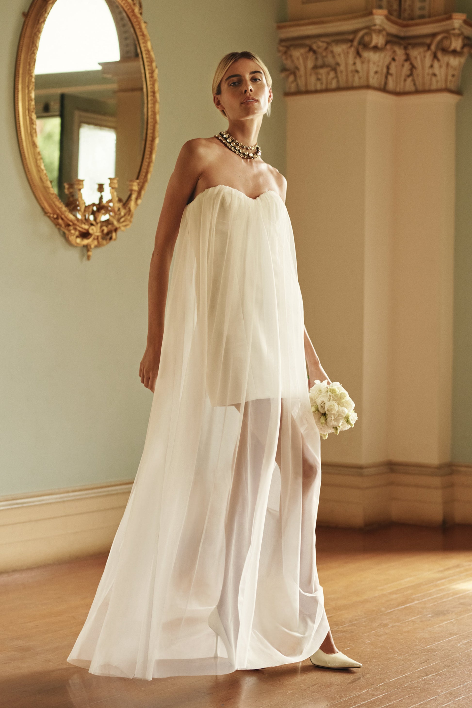 Bettany Chiffon Strapless Maxi Dress - White #8