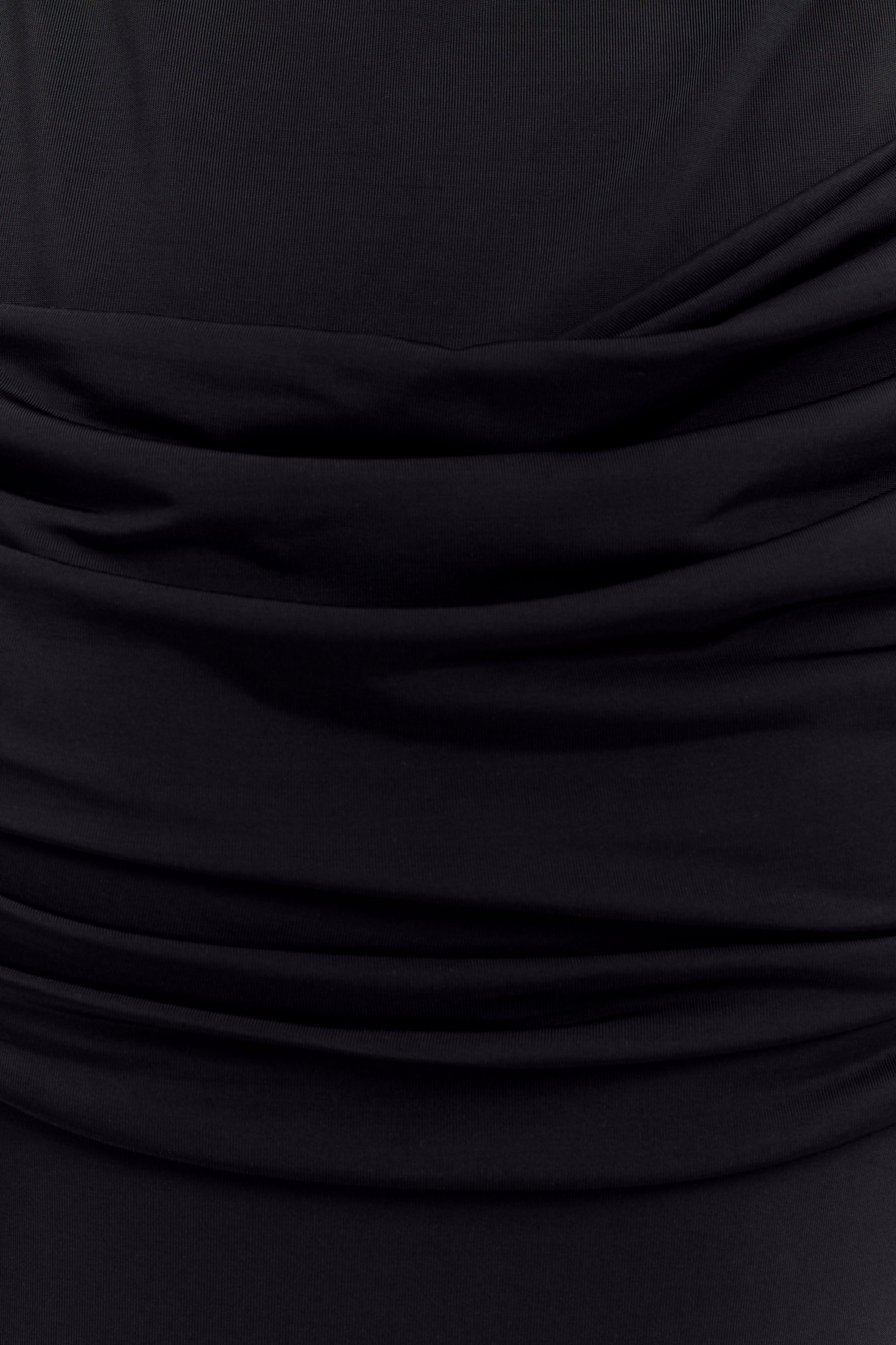 Henley Slinky Drape Maxi Dress - Black #6