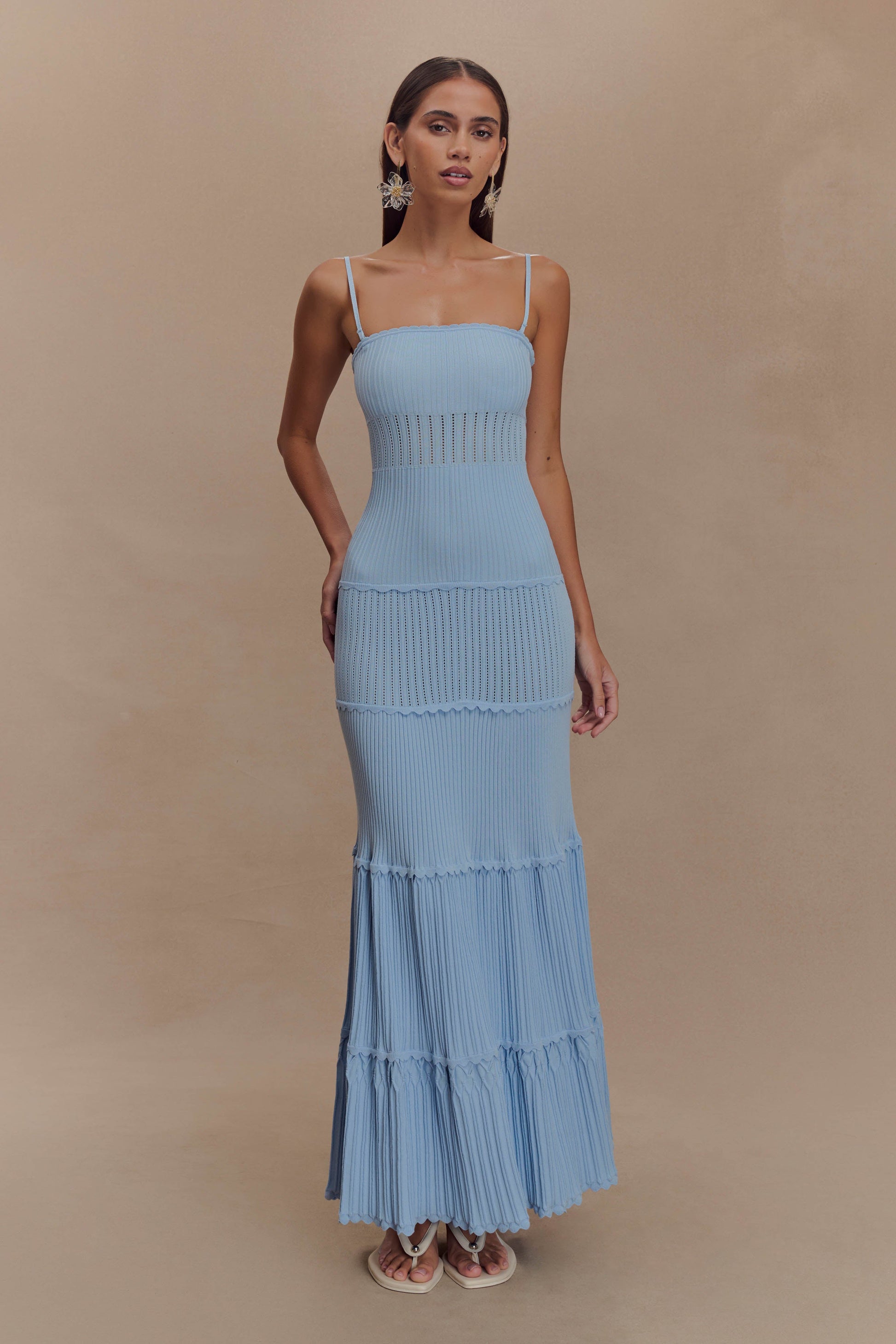 Finley Pointelle Knit Maxi Dress - Cornflower Blue #2
