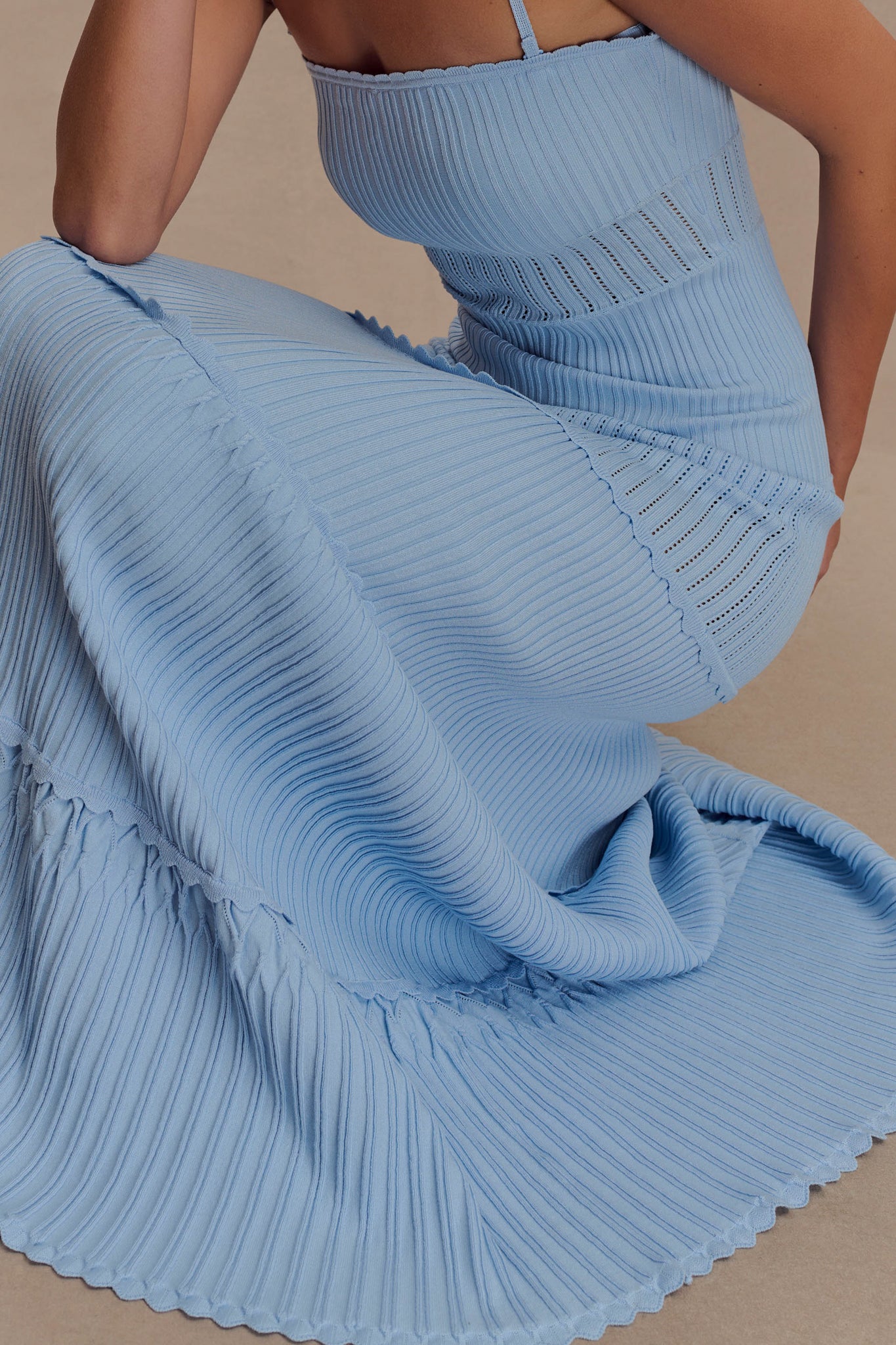 Finley Pointelle Knit Maxi Dress - Cornflower Blue #3