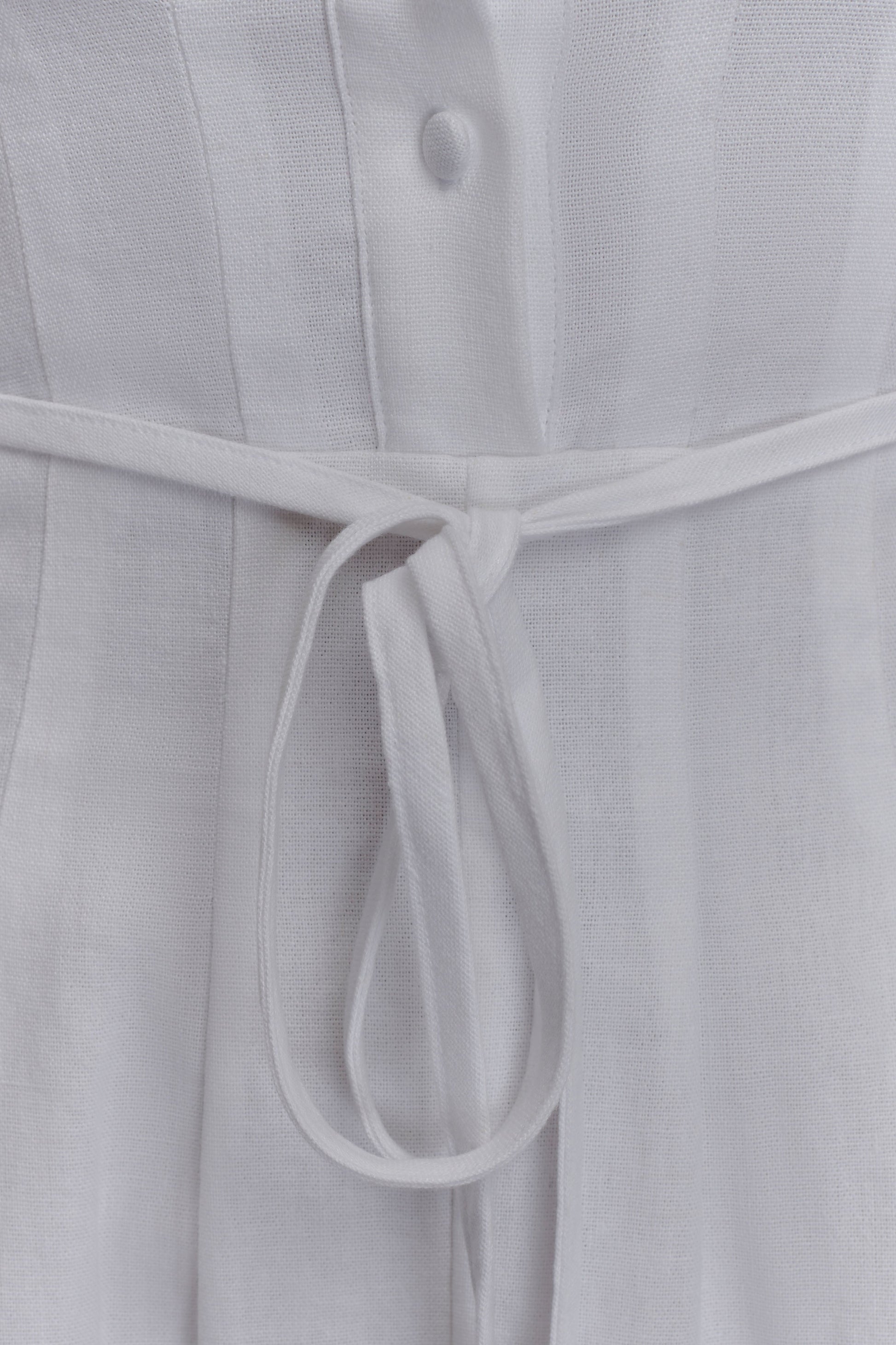 Aysha Buttoned Linen Midi Dress - White #5