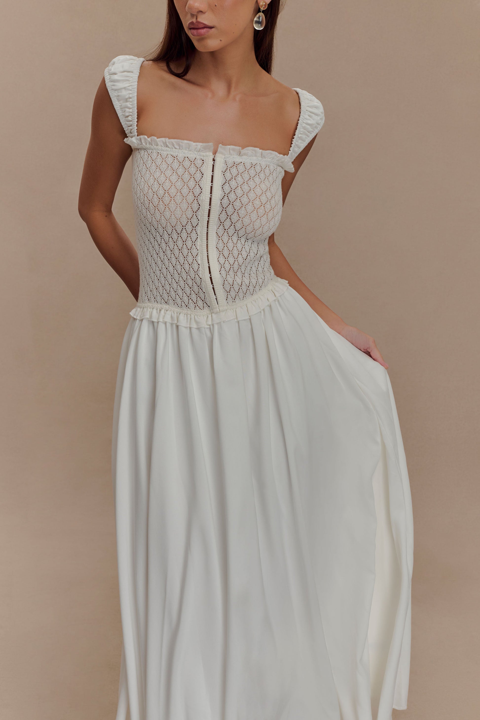 Tahlia Pointelle Knit Midi Dress - White #3
