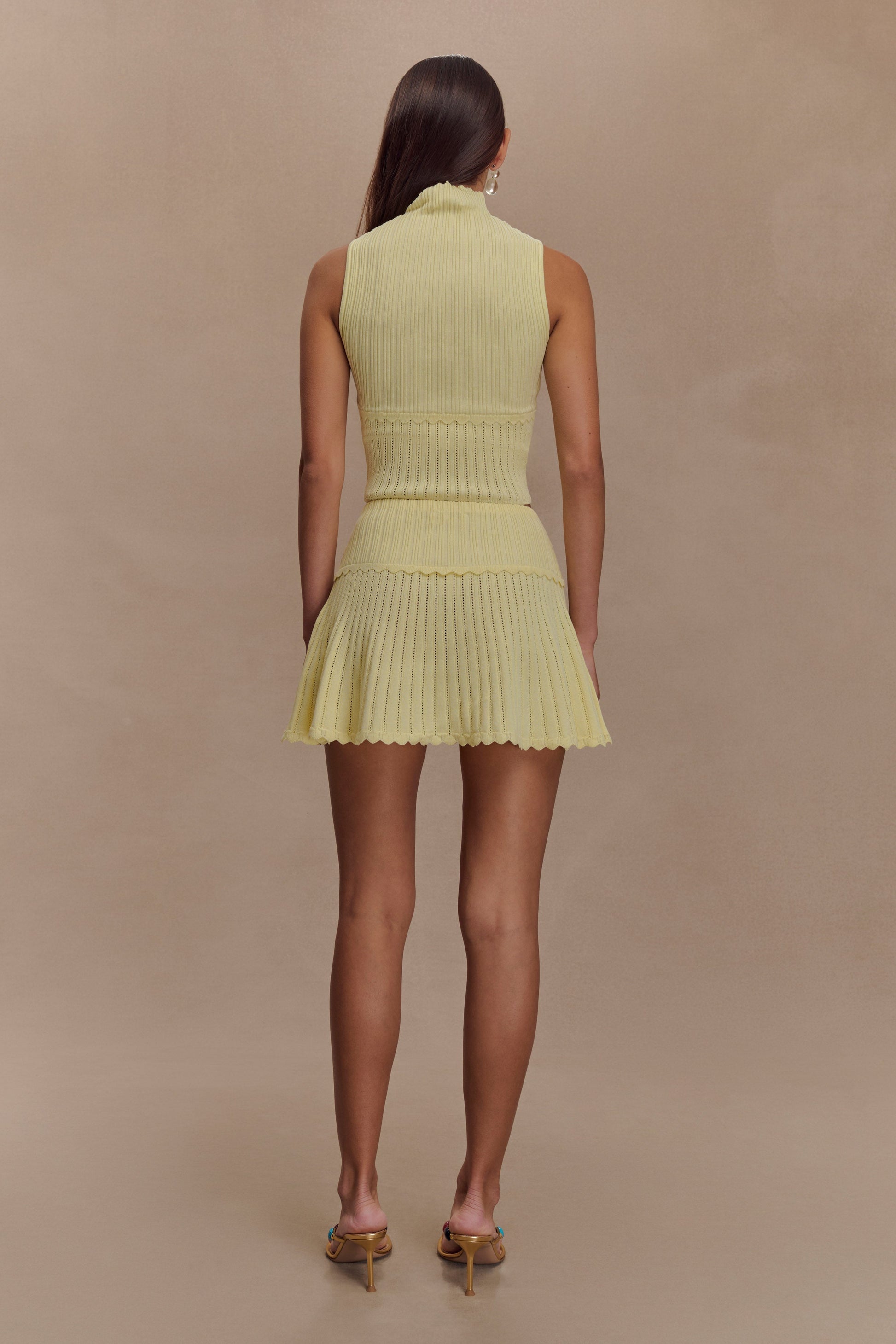 Indy Pointelle Knit Mini Skirt - Lemon #2