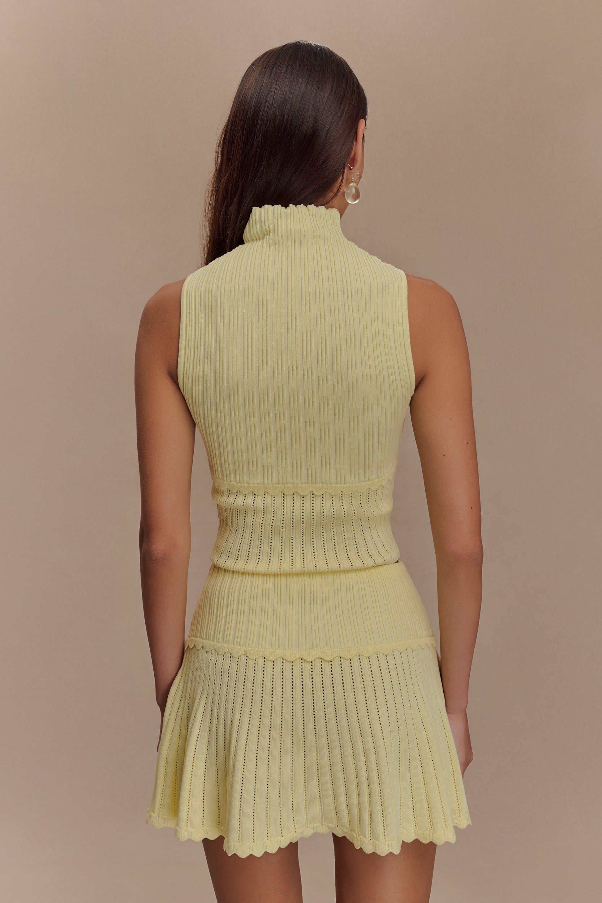 Indy Pointelle Knit Mini Skirt - Lemon #8